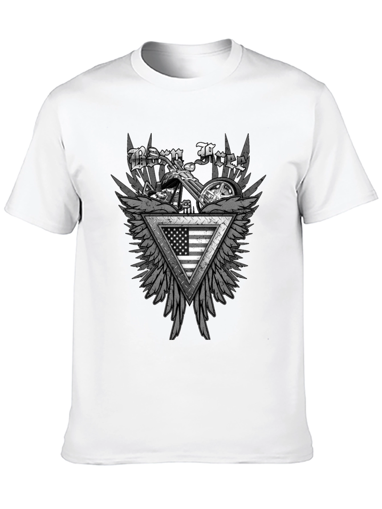 Born Free Motorcycle USA Flag Graphic T-Shirt