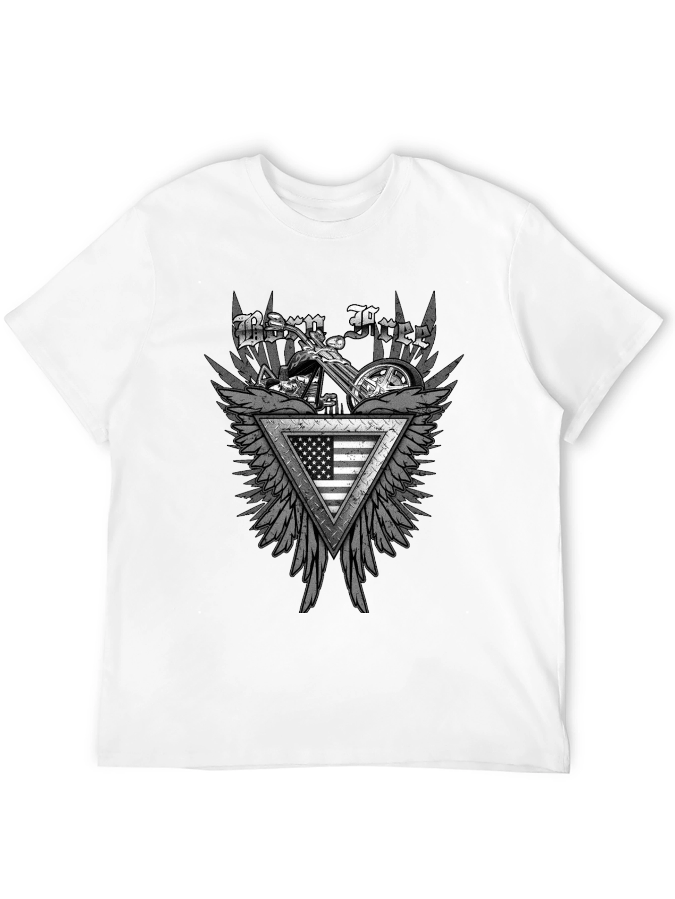 Born Free Motorcycle USA Flag Graphic T-Shirt