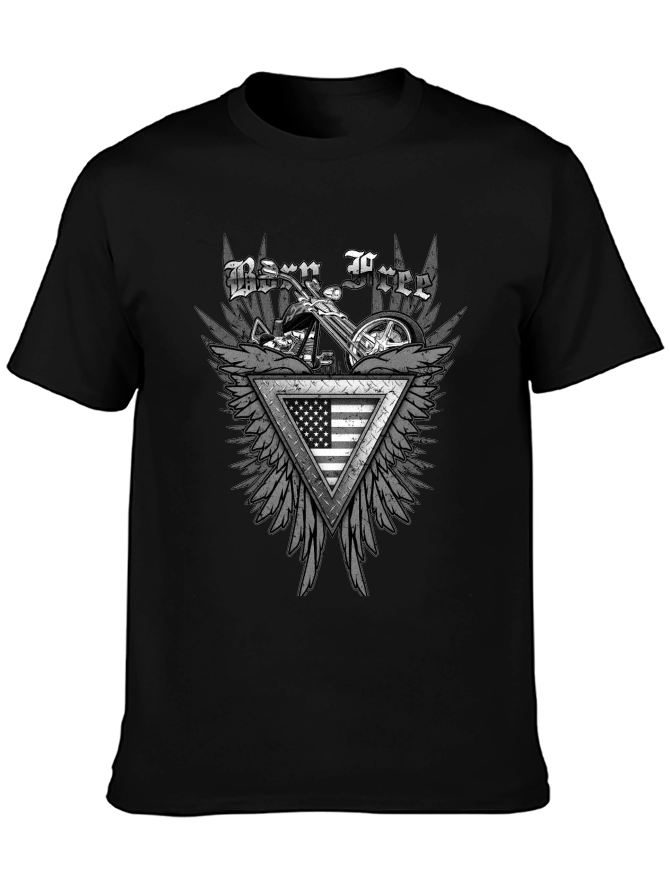 Born Free Motorcycle USA Flag Graphic T-Shirt