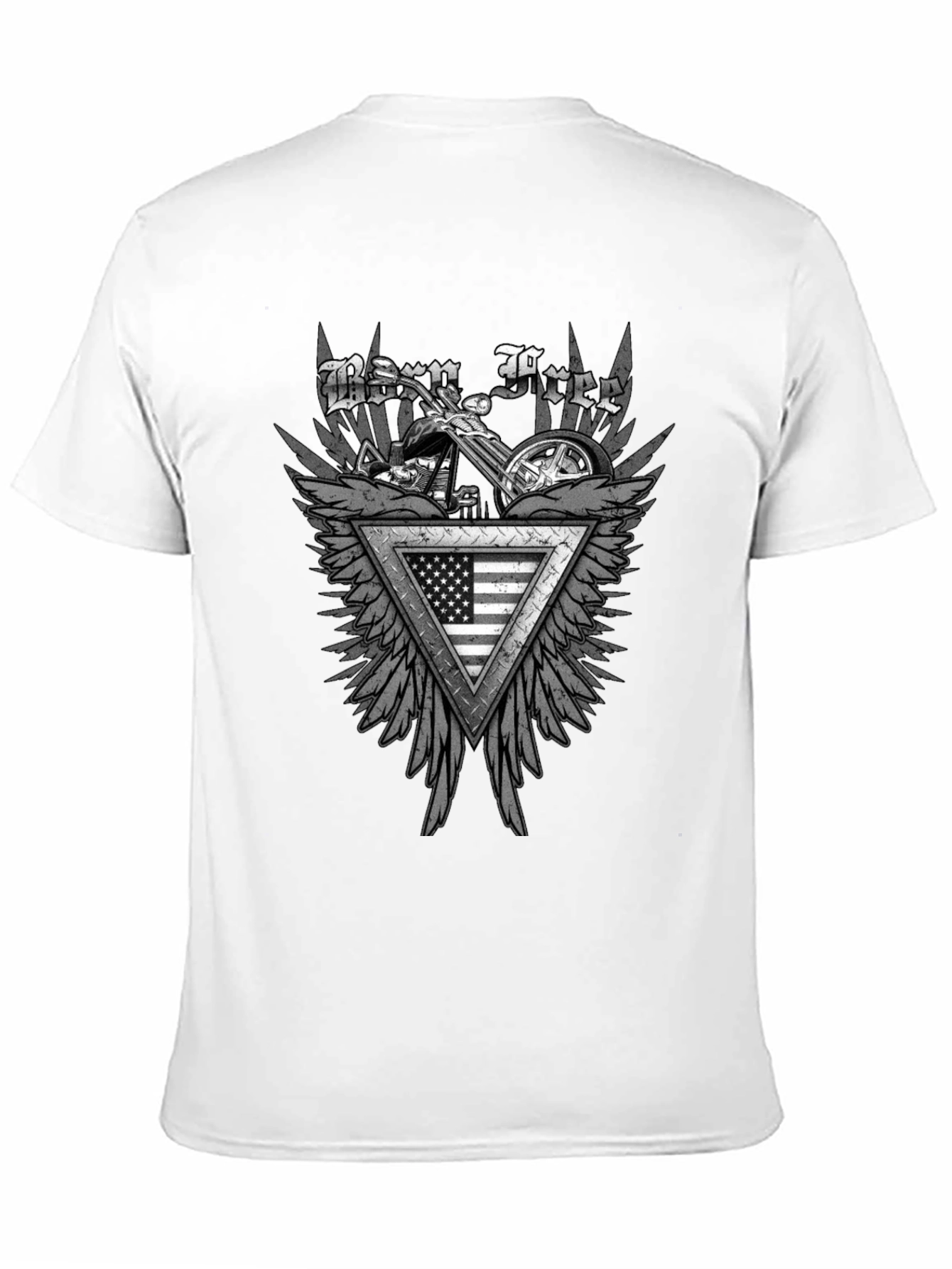 Born Free Motorcycle USA Flag Graphic T-Shirt