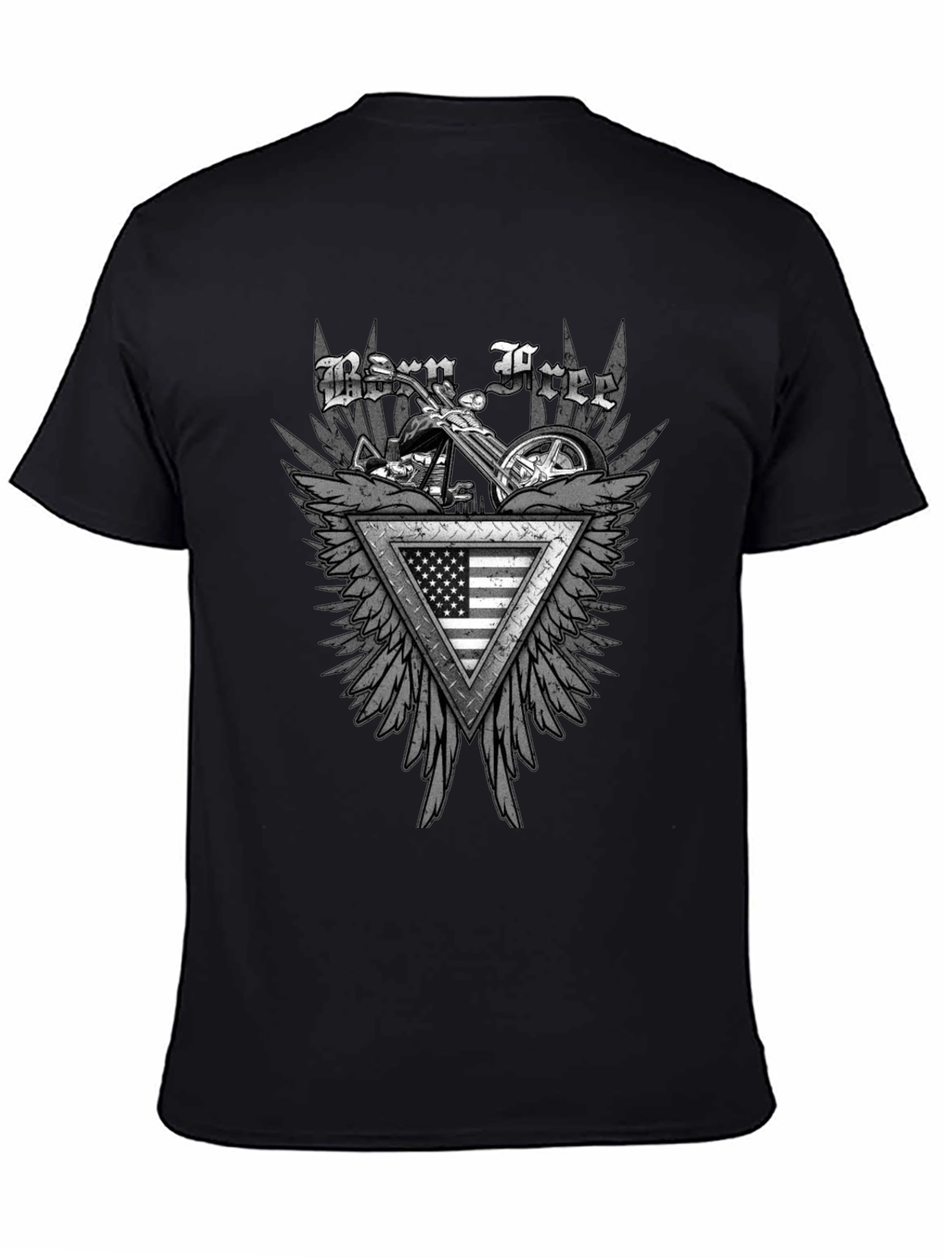 Born Free Motorcycle USA Flag Graphic T-Shirt
