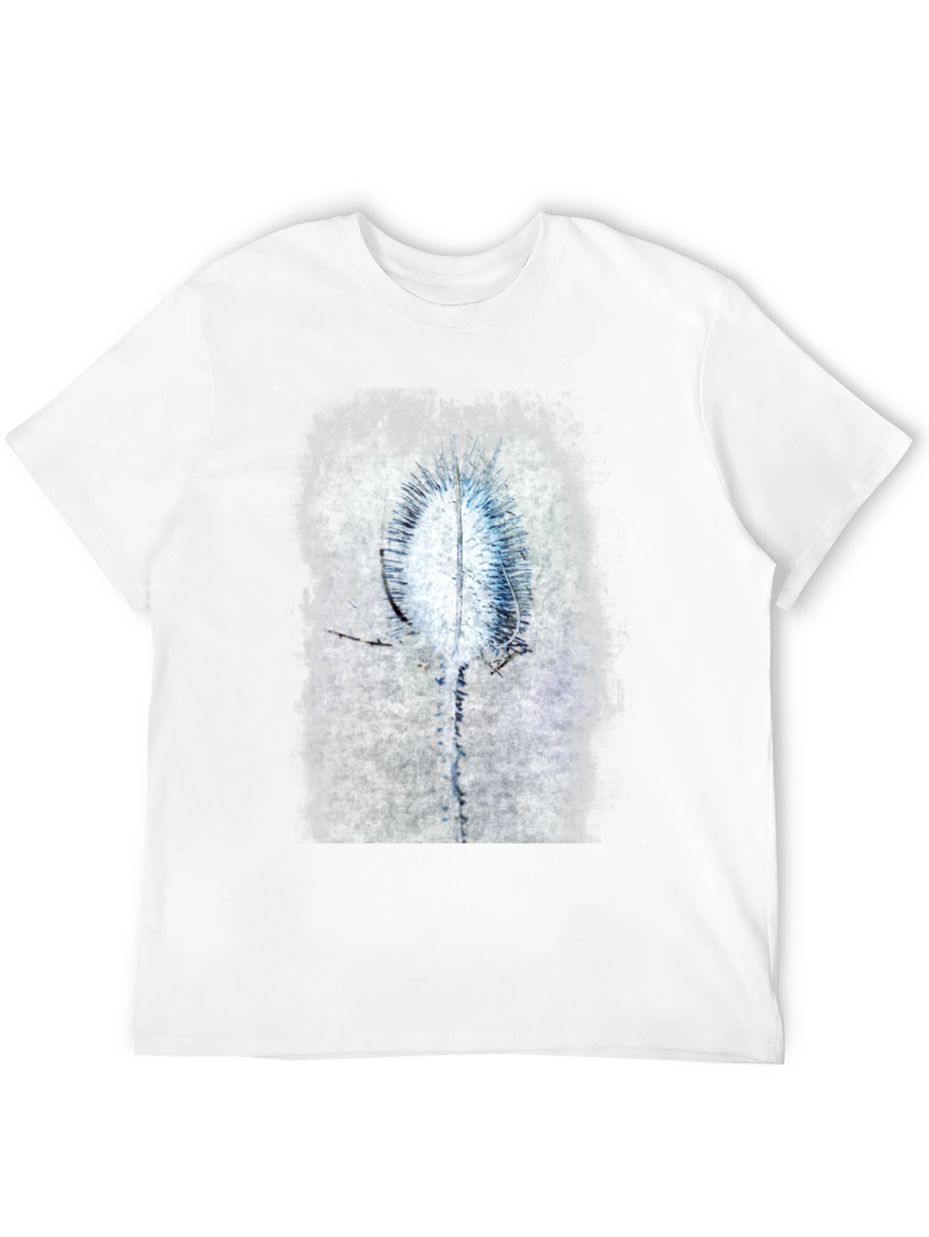 Abstract Blue Flower Graphic Black T-Shirt