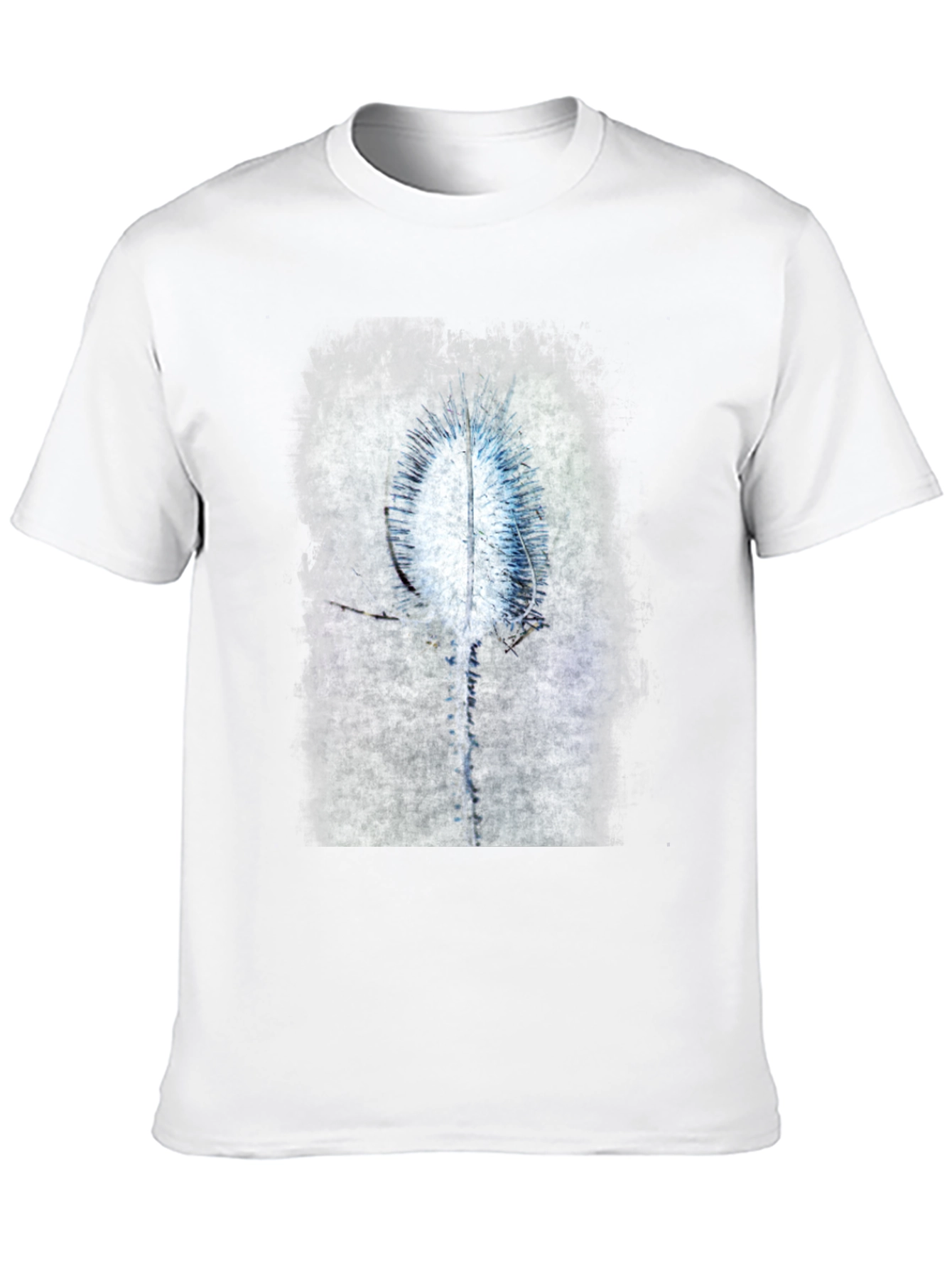 Abstract Blue Flower Graphic Black T-Shirt