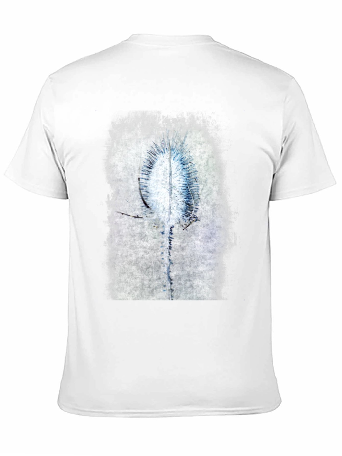 Abstract Blue Flower Graphic Black T-Shirt