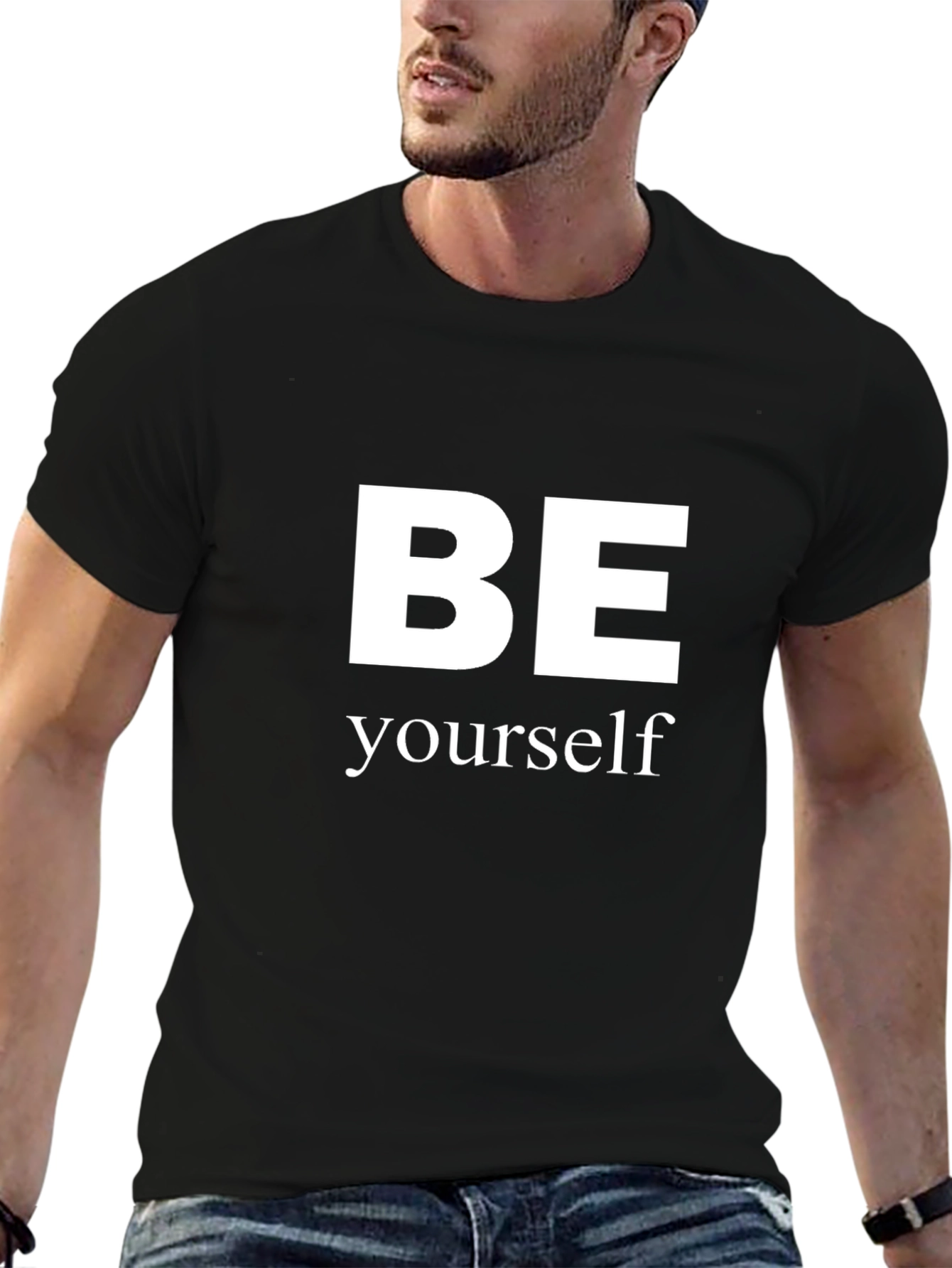 Be Yourself Graphic T-Shirt - Black Crew Neck