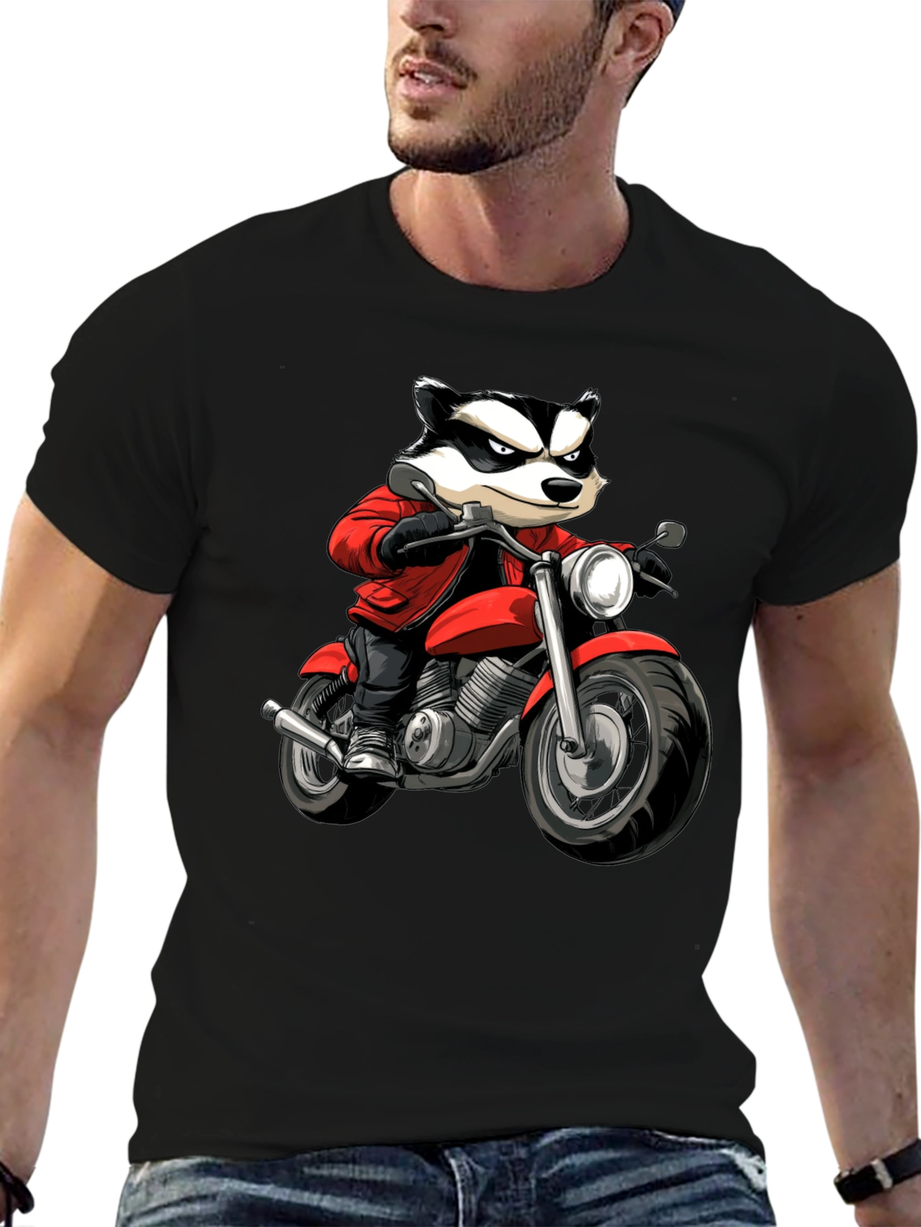 Badger Biker Graphic T-Shirt - Cool Cartoon Ride