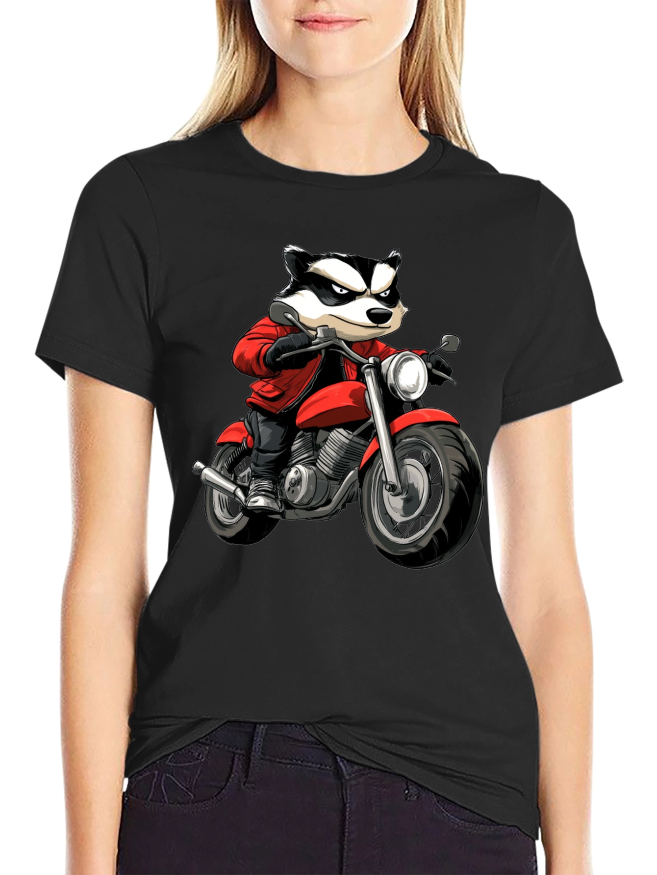 Badger Biker Graphic T-Shirt - Cool Cartoon Ride