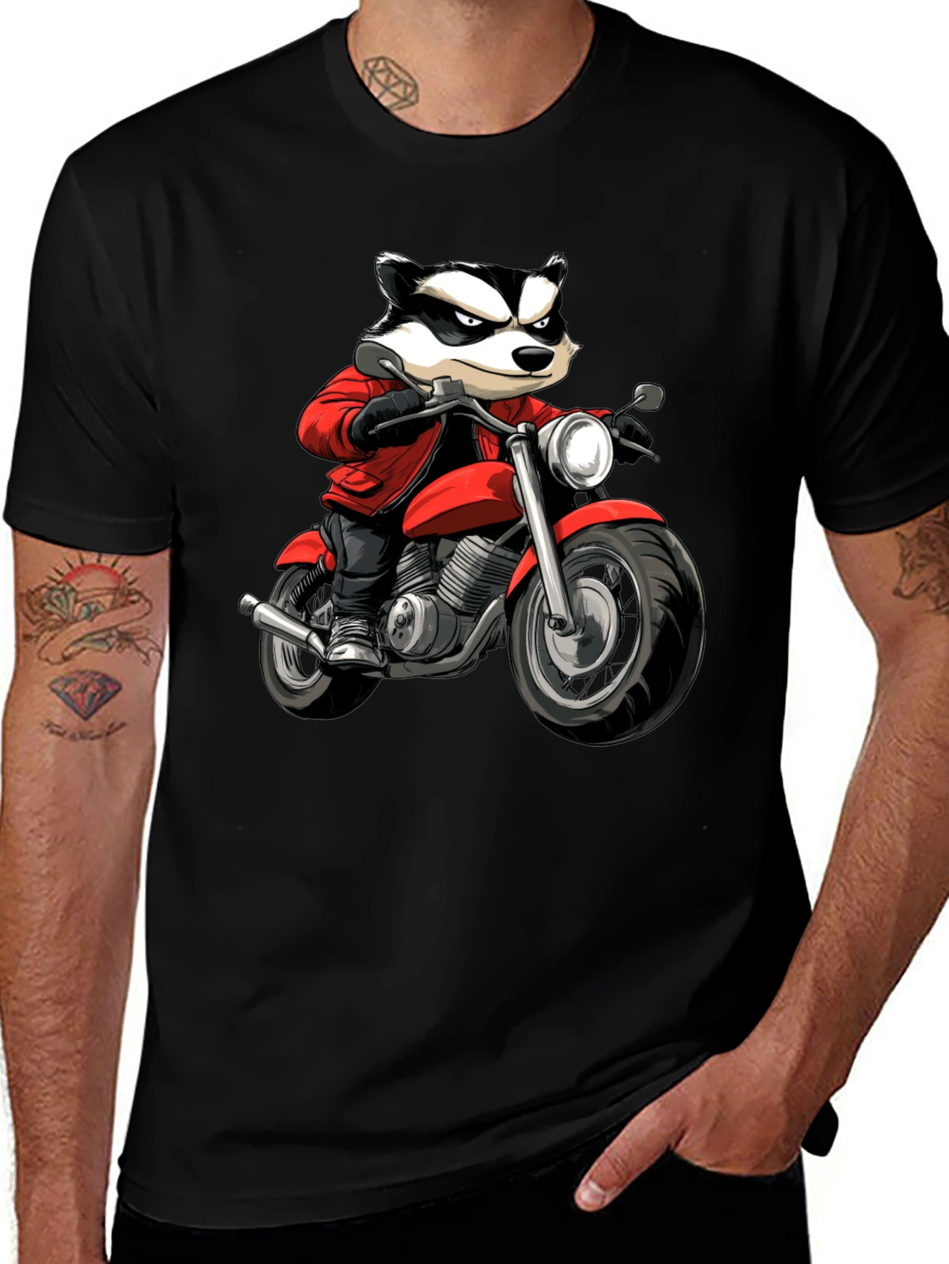 Badger Biker Graphic T-Shirt - Cool Cartoon Ride