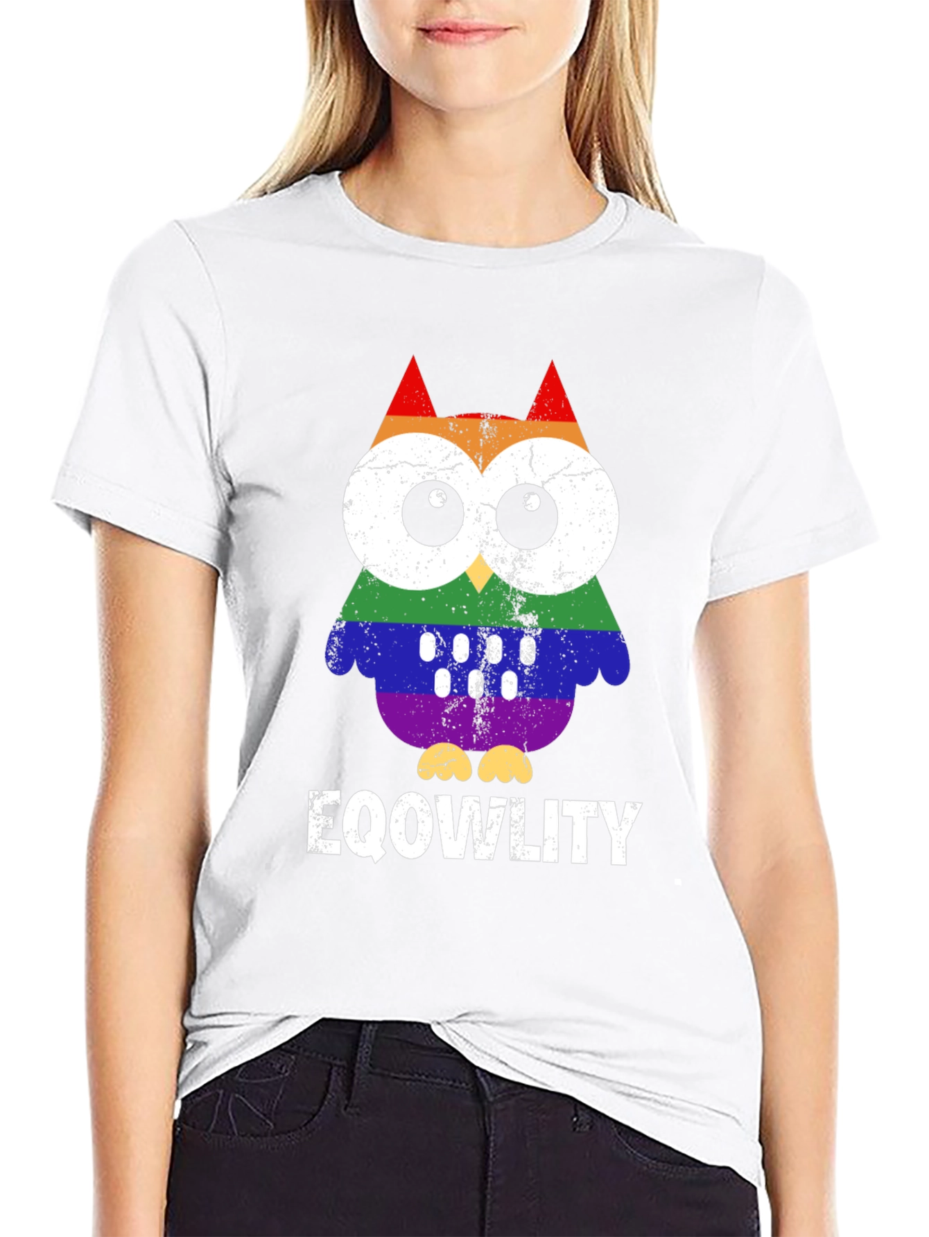 EQOWLITY Rainbow Owl LGBTQ+ Pride T-Shirt