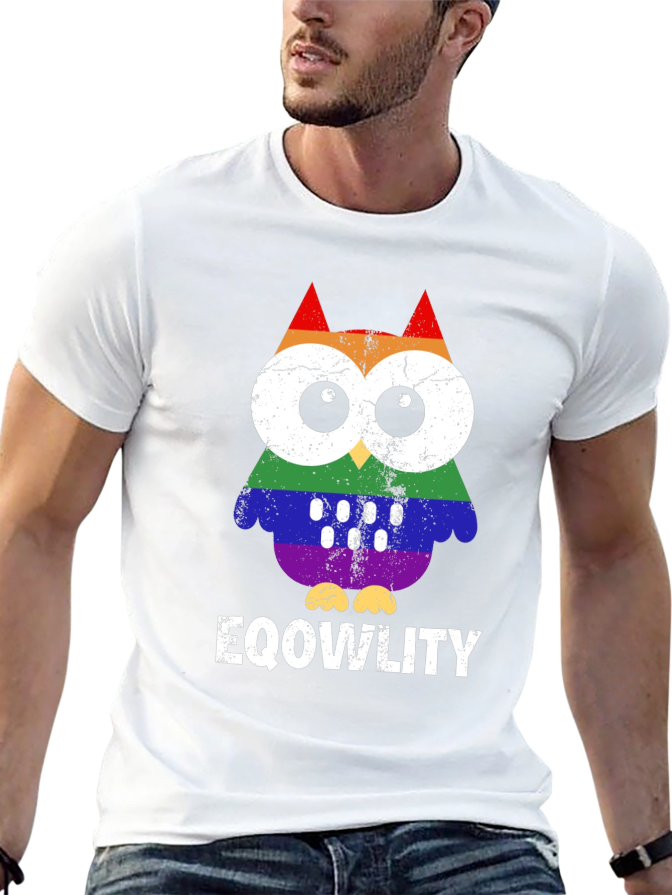 EQOWLITY Rainbow Owl LGBTQ+ Pride T-Shirt