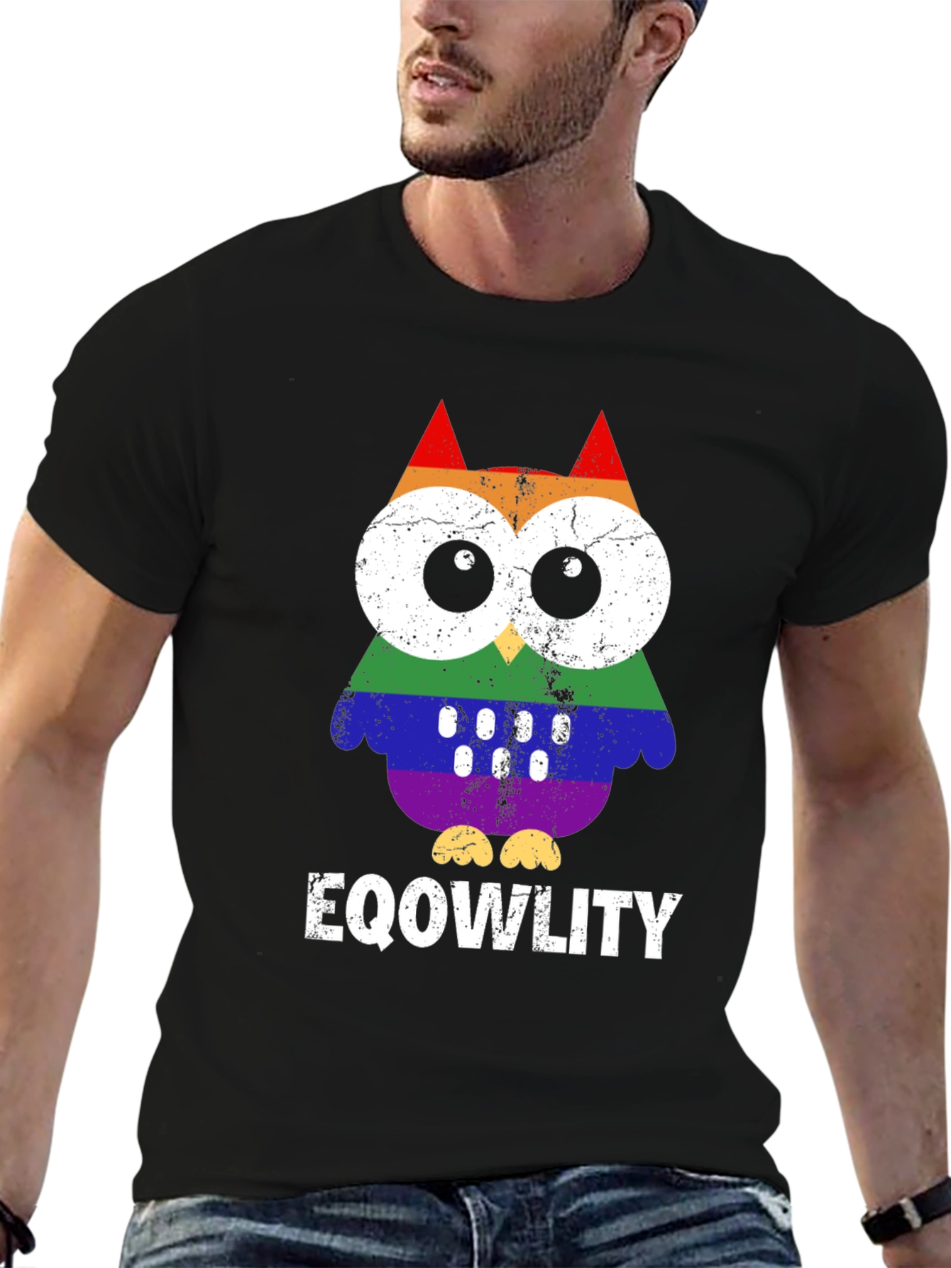 EQOWLITY Rainbow Owl LGBTQ+ Pride T-Shirt