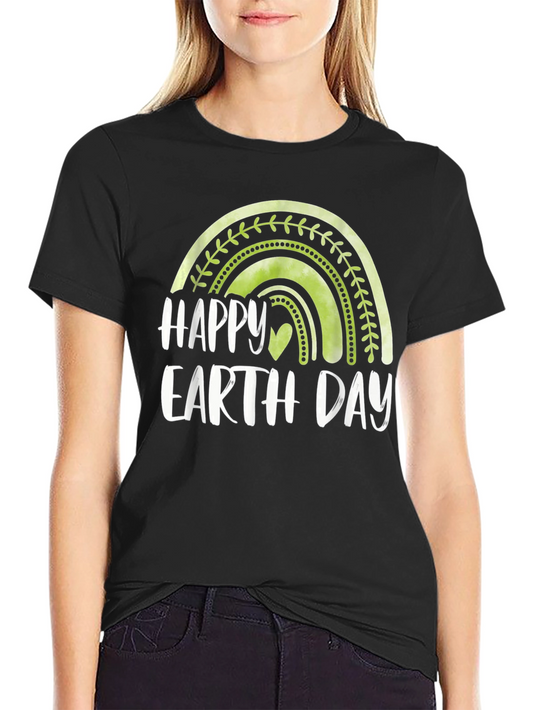 Happy Earth Day T-Shirt - Green Rainbow Design