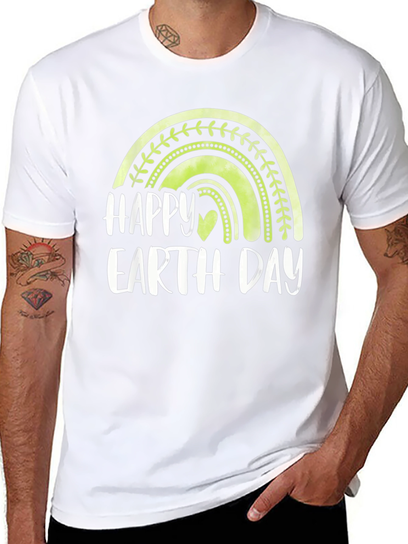 Happy Earth Day T-Shirt - Green Rainbow Design