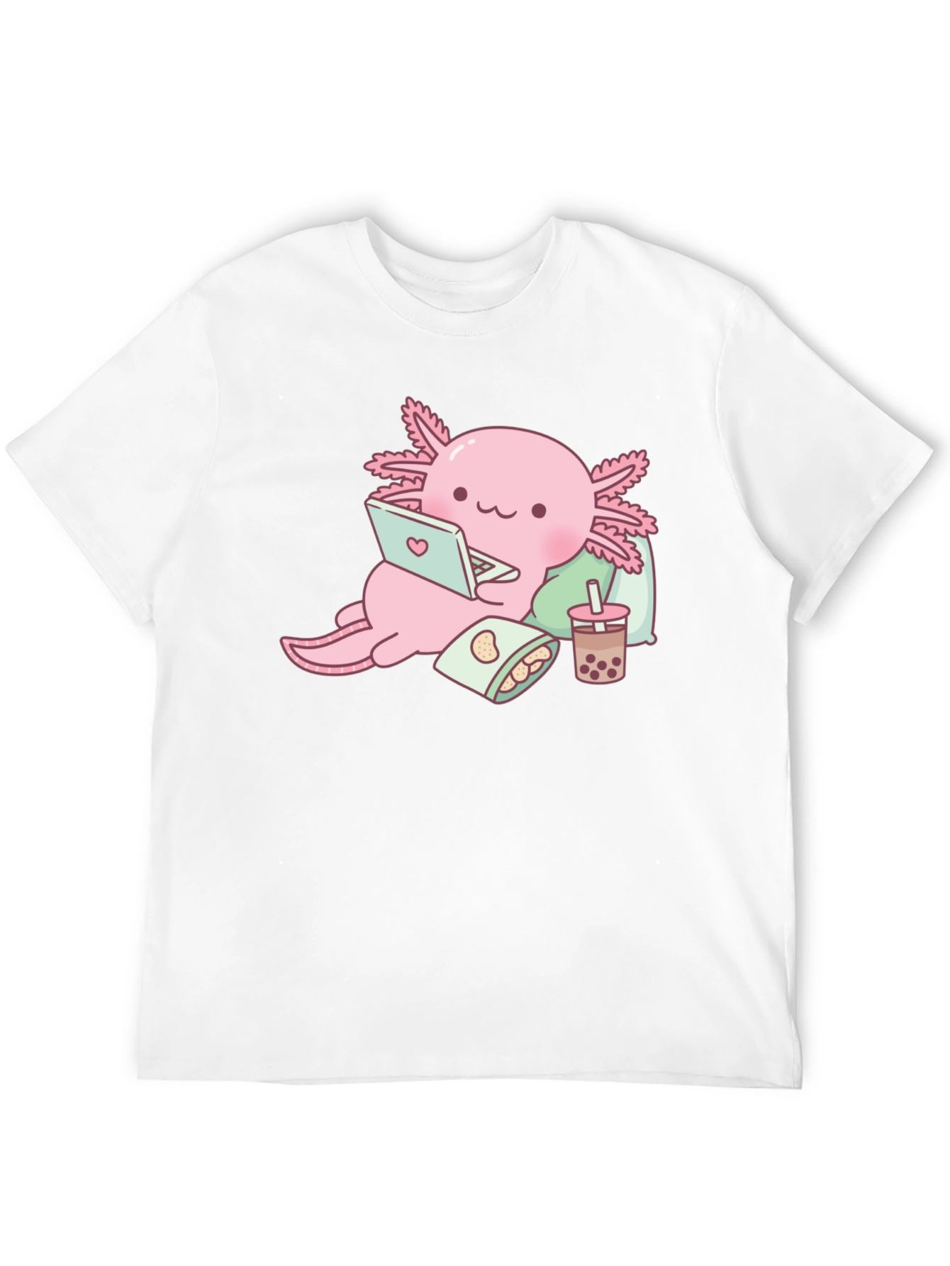 Axolotl Laptop Bubble Tea Graphic Tee