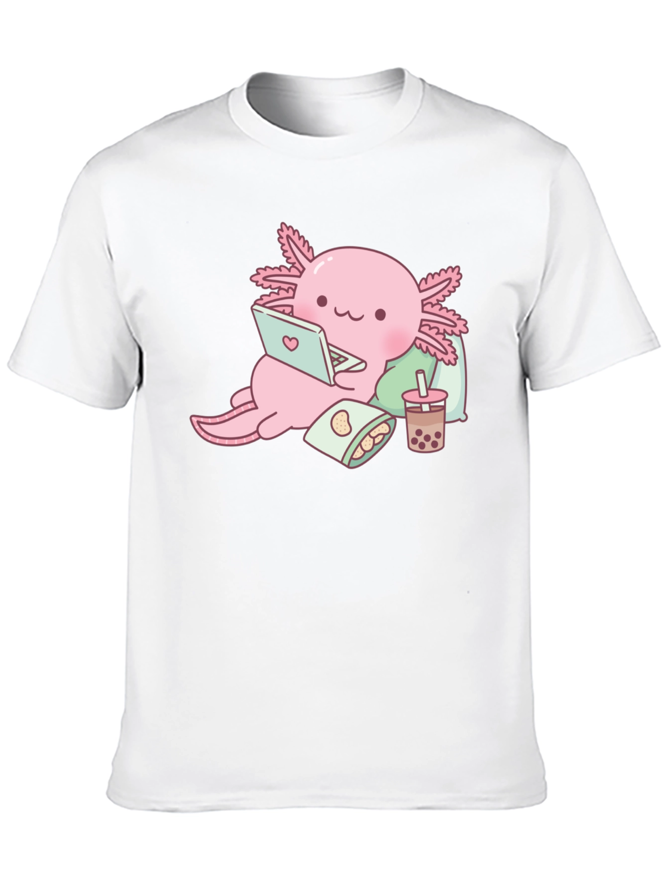 Axolotl Laptop Bubble Tea Graphic Tee