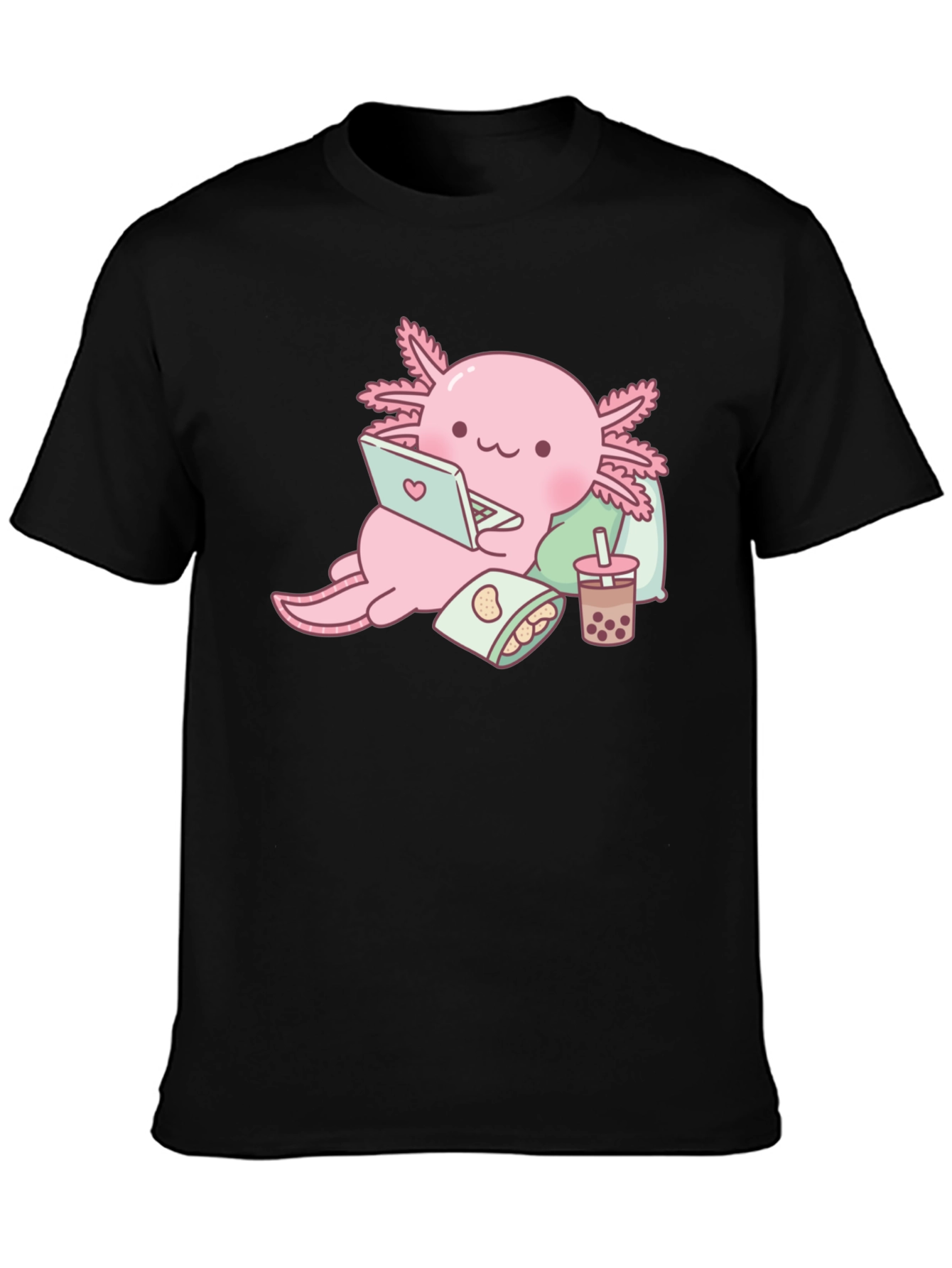 Axolotl Laptop Bubble Tea Graphic Tee