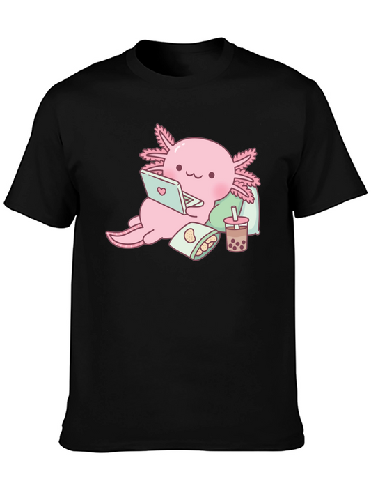 Axolotl Laptop Bubble Tea Graphic Tee