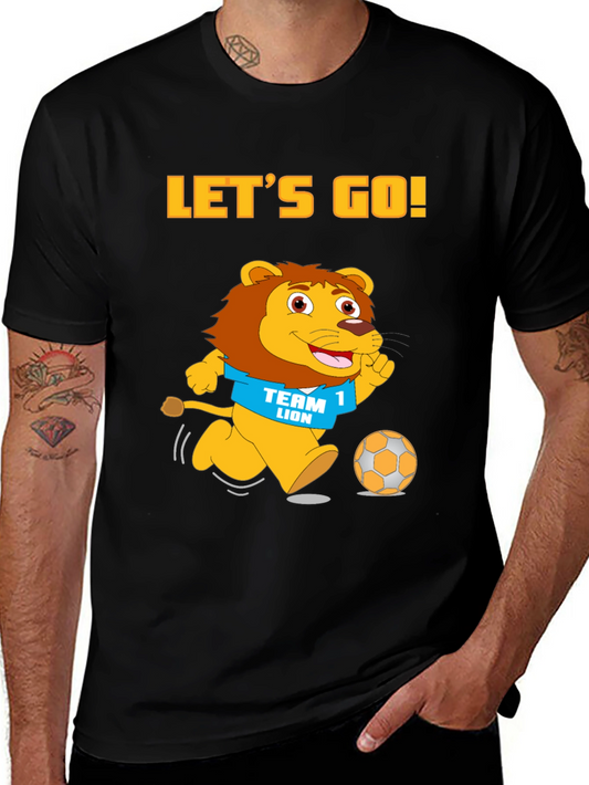 Lets Go Team Lion T-Shirt - Black Cotton Graphic Tee