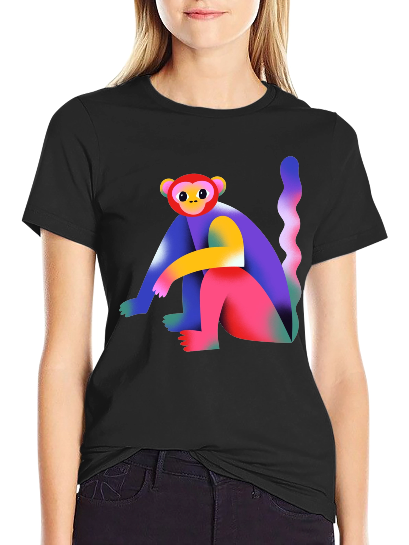 Colorful Monkey Graphic T-Shirt