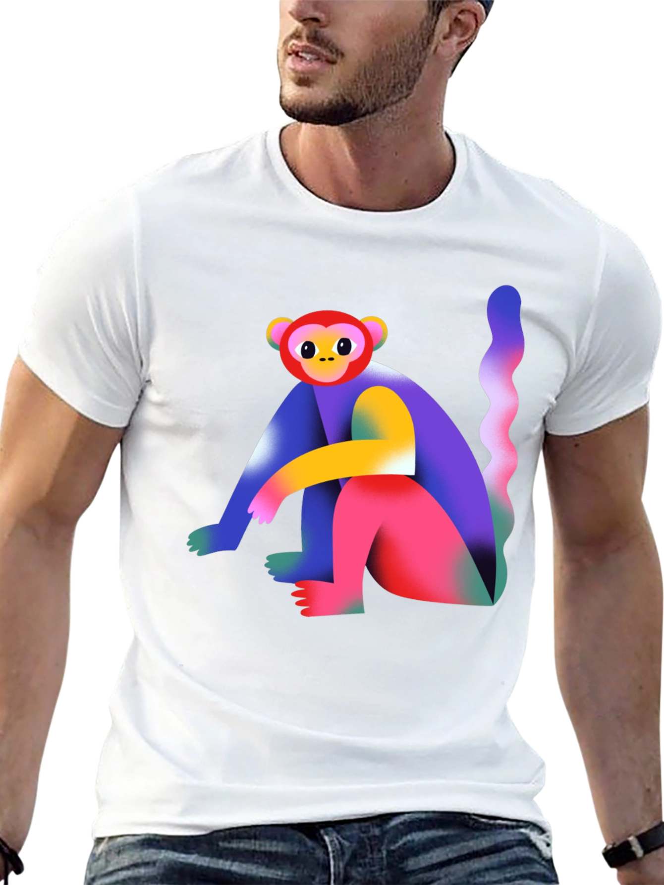 Colorful Monkey Graphic T-Shirt