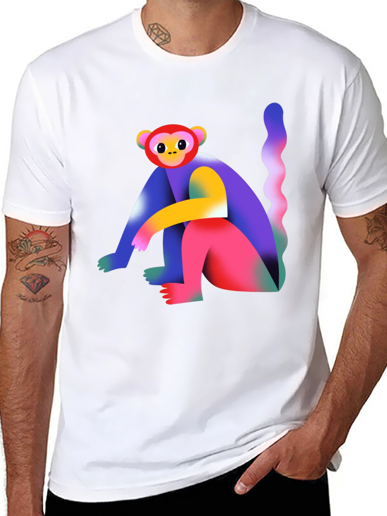 Colorful Monkey Graphic T-Shirt