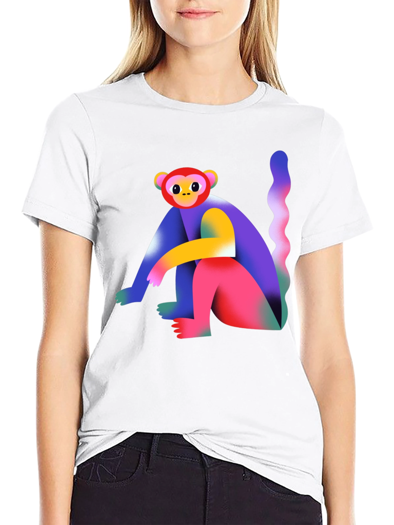 Colorful Monkey Graphic T-Shirt