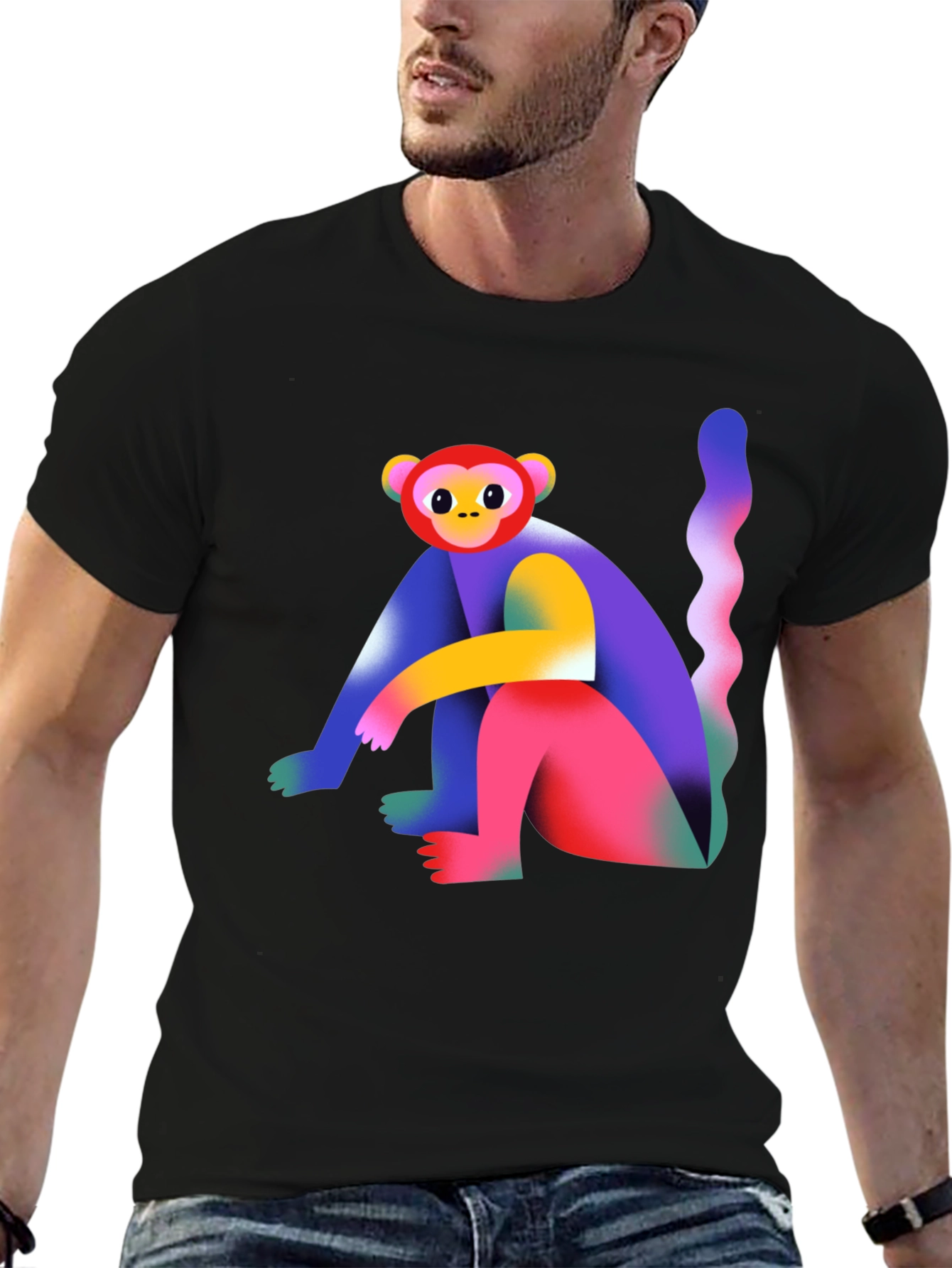Colorful Monkey Graphic T-Shirt