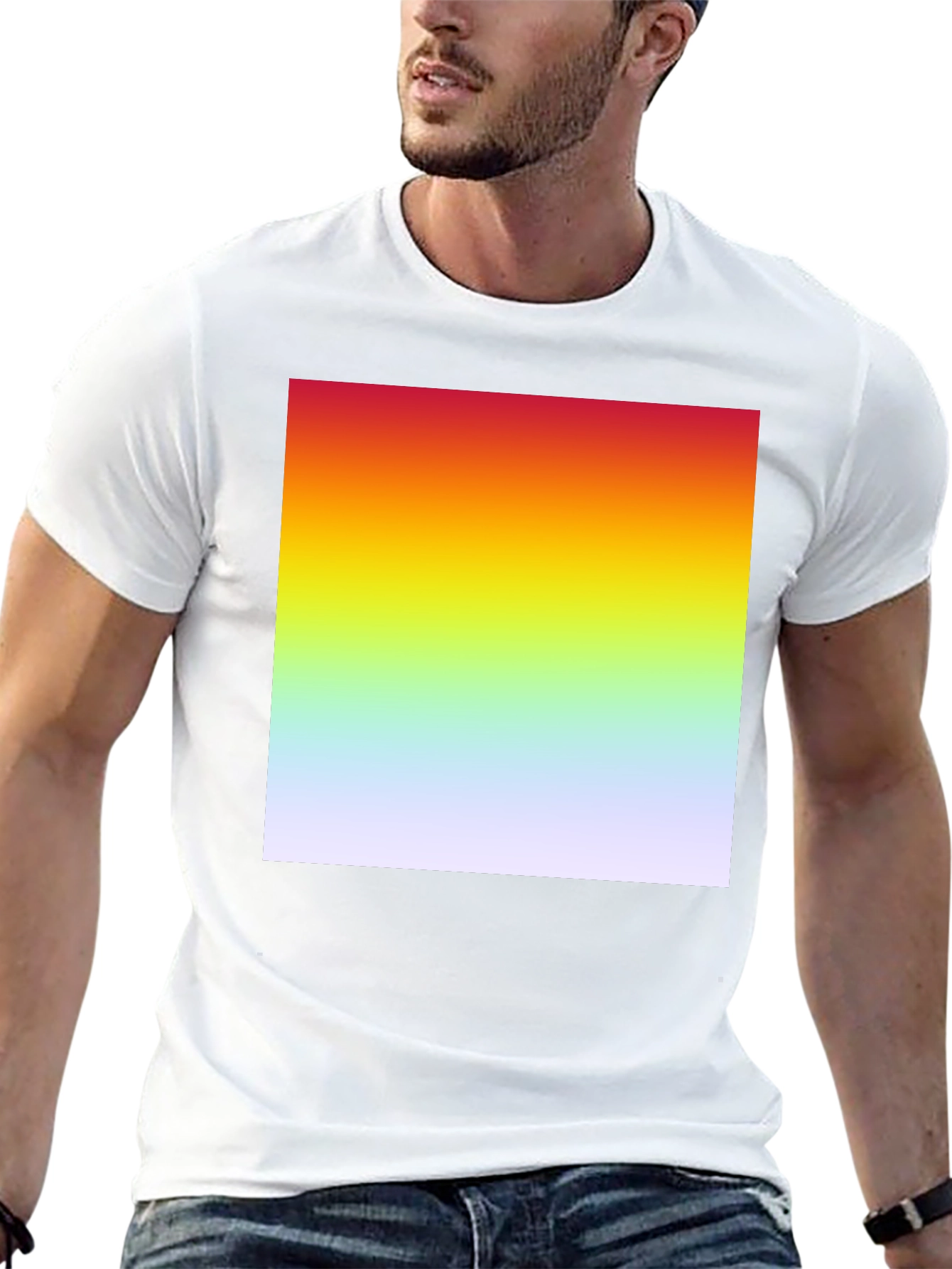 Rainbow Gradient T-Shirt - Black Cotton Blend
