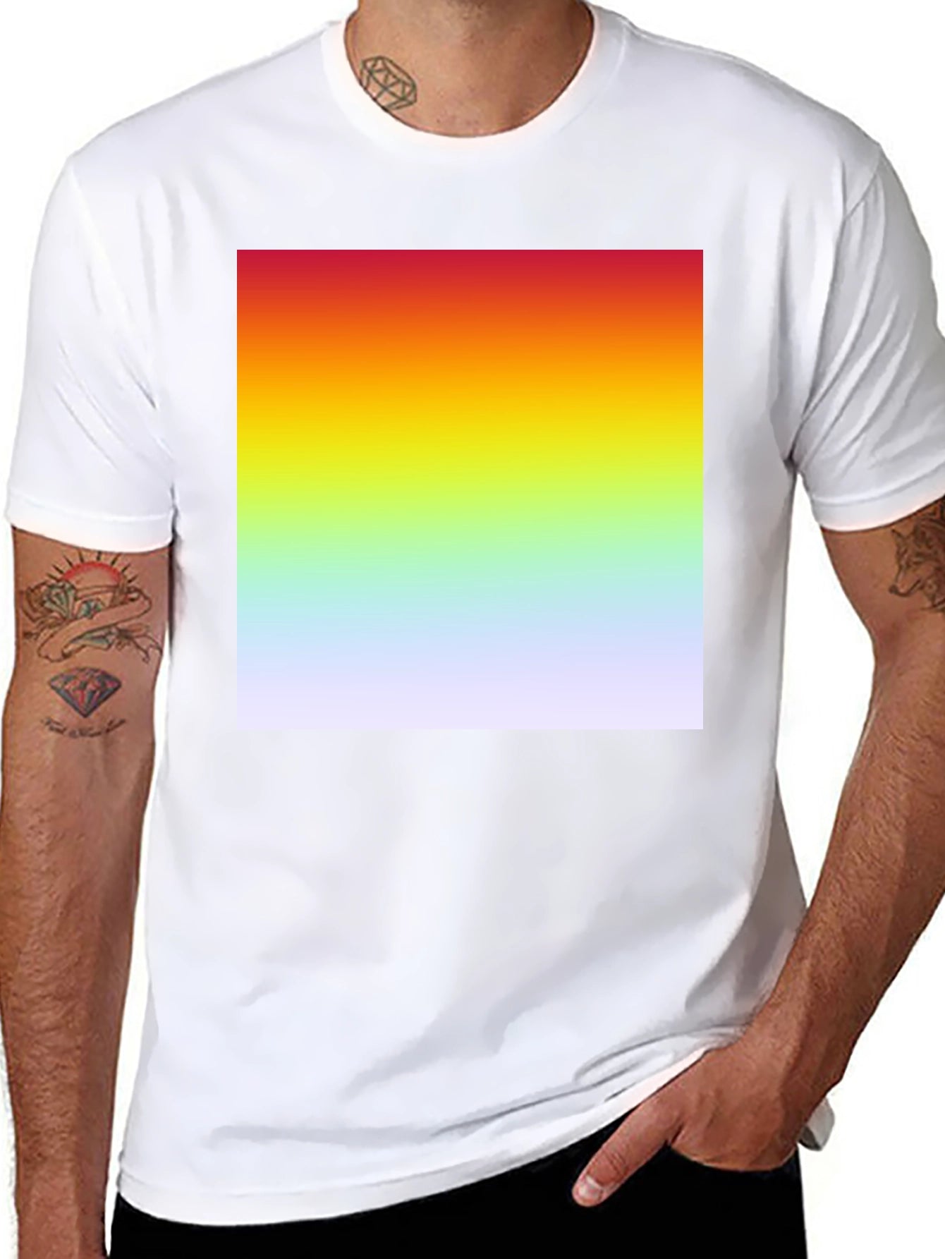 Rainbow Gradient T-Shirt - Black Cotton Blend