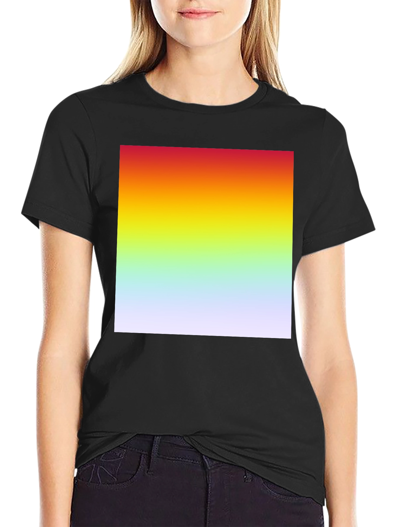 Rainbow Gradient T-Shirt - Black Cotton Blend