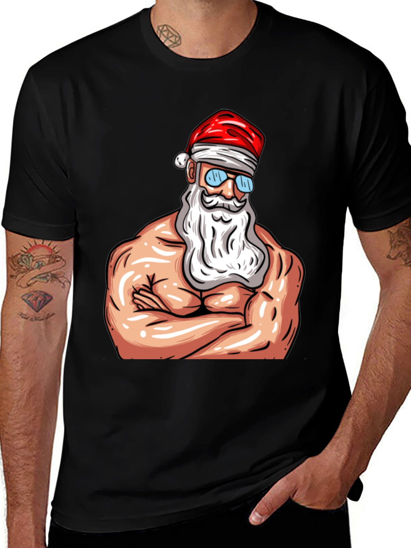 Muscle Santa Graphic T-Shirt