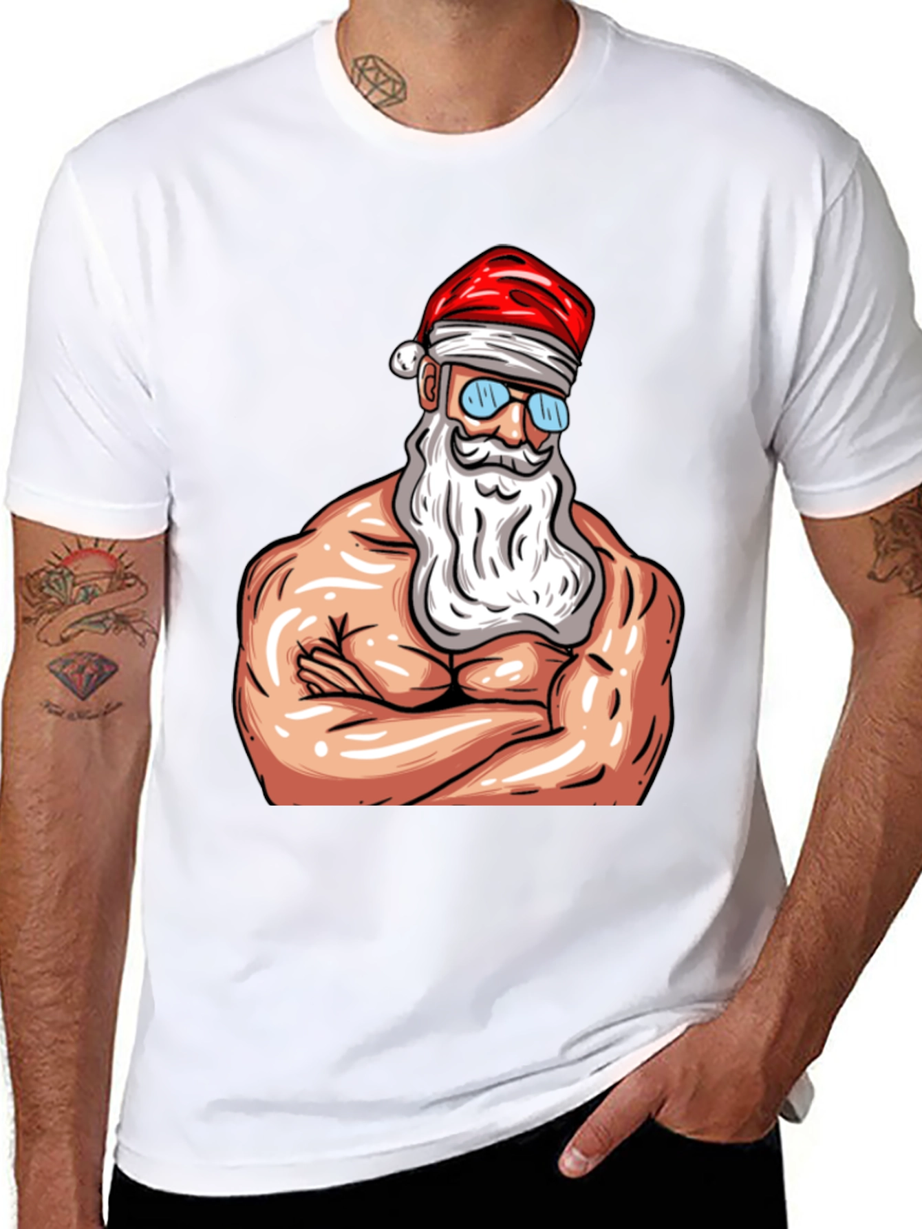 Muscle Santa Graphic T-Shirt