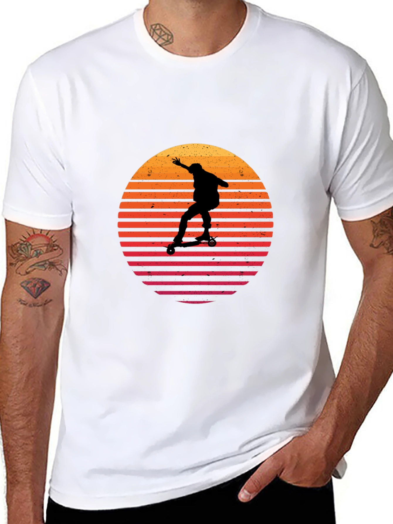 Retro Sunset Skateboarder Graphic Tee