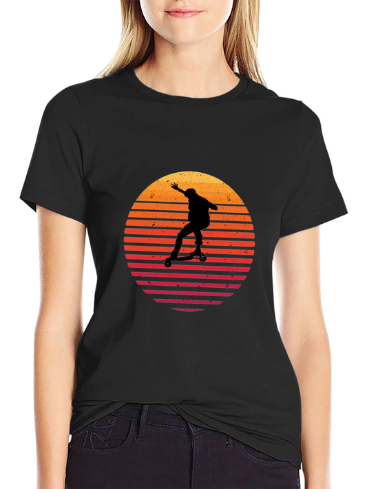 Retro Sunset Skateboarder Graphic Tee