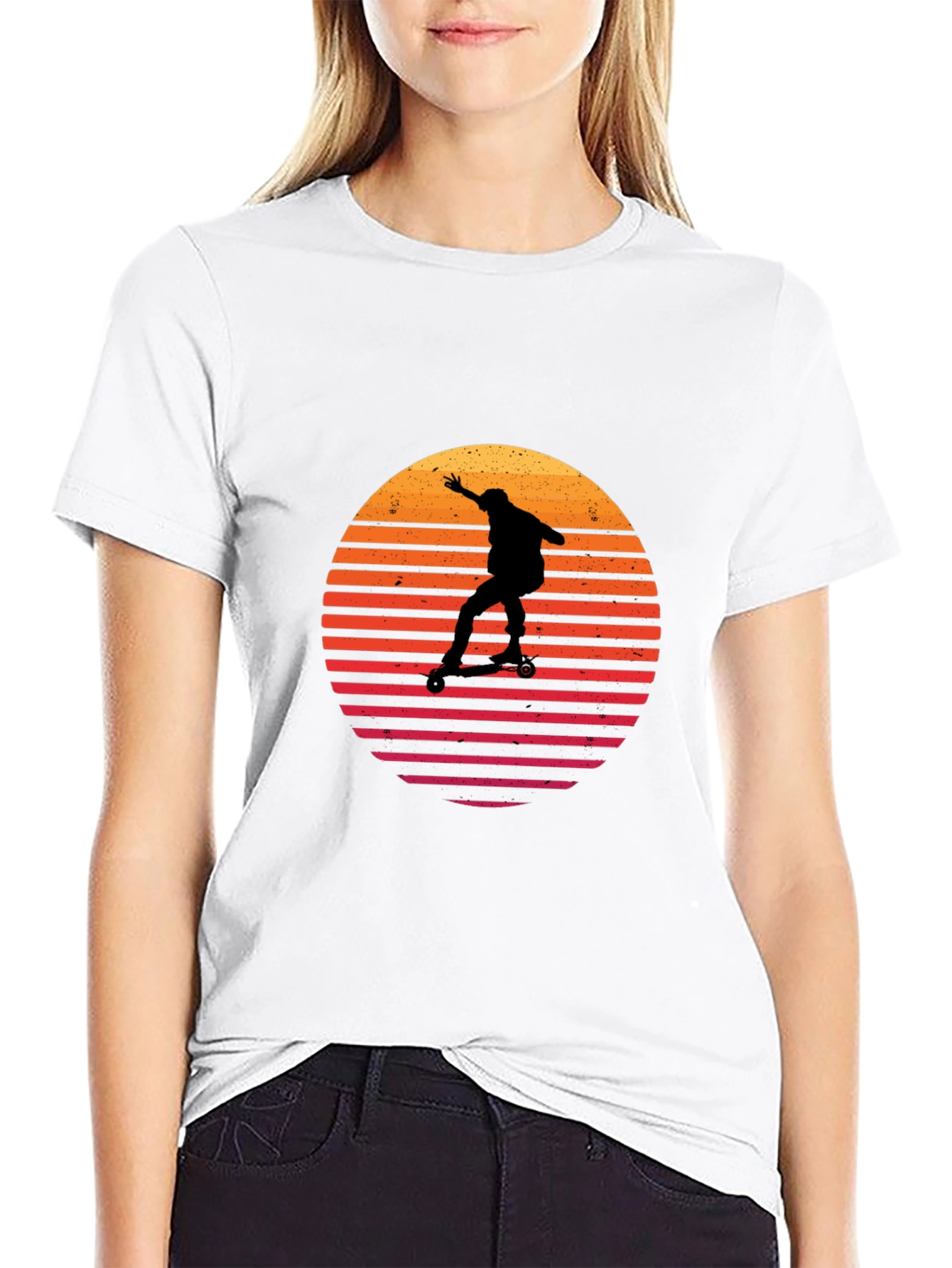 Retro Sunset Skateboarder Graphic Tee