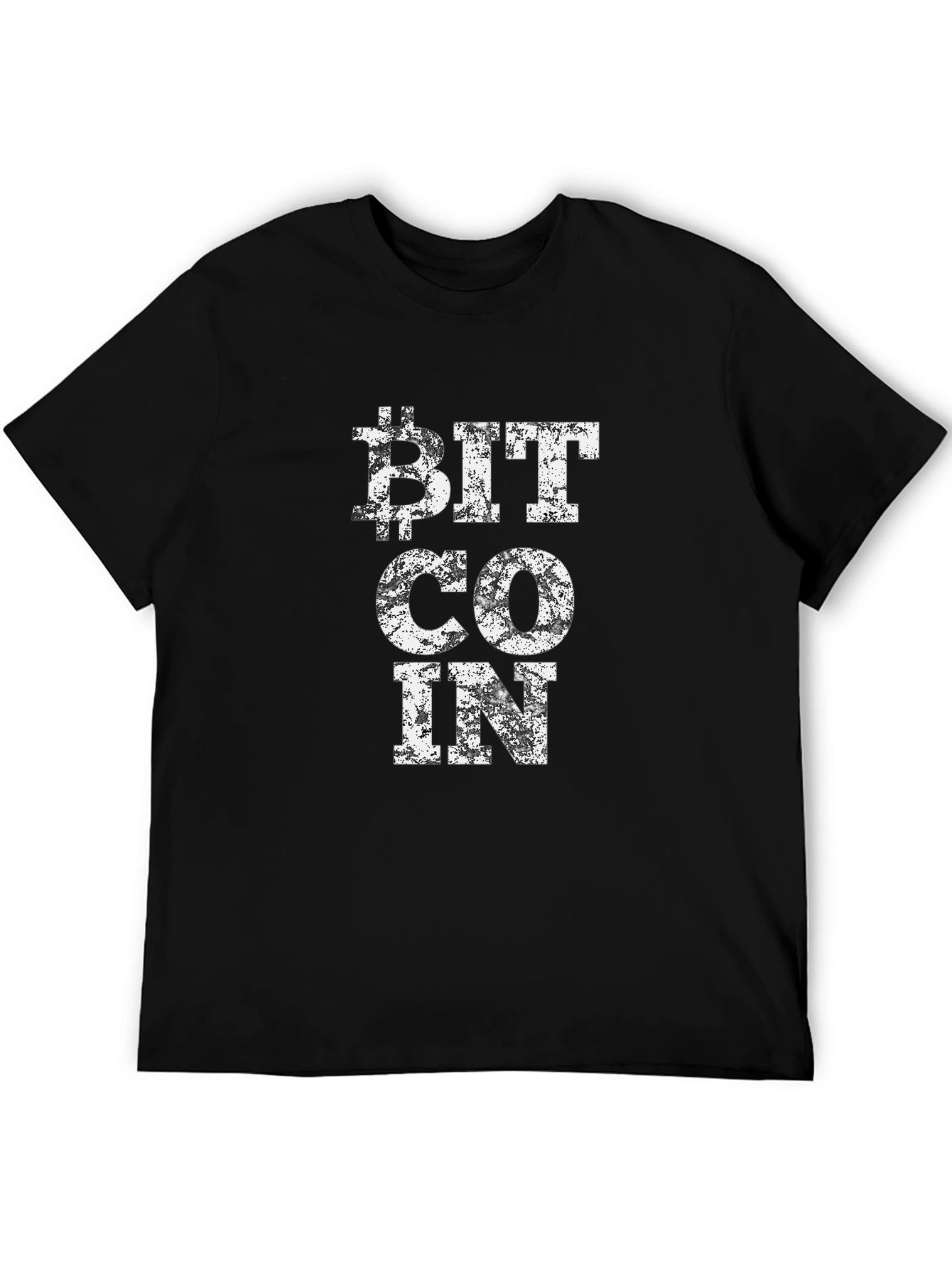 Bitcoin Distressed Print Black T-Shirt