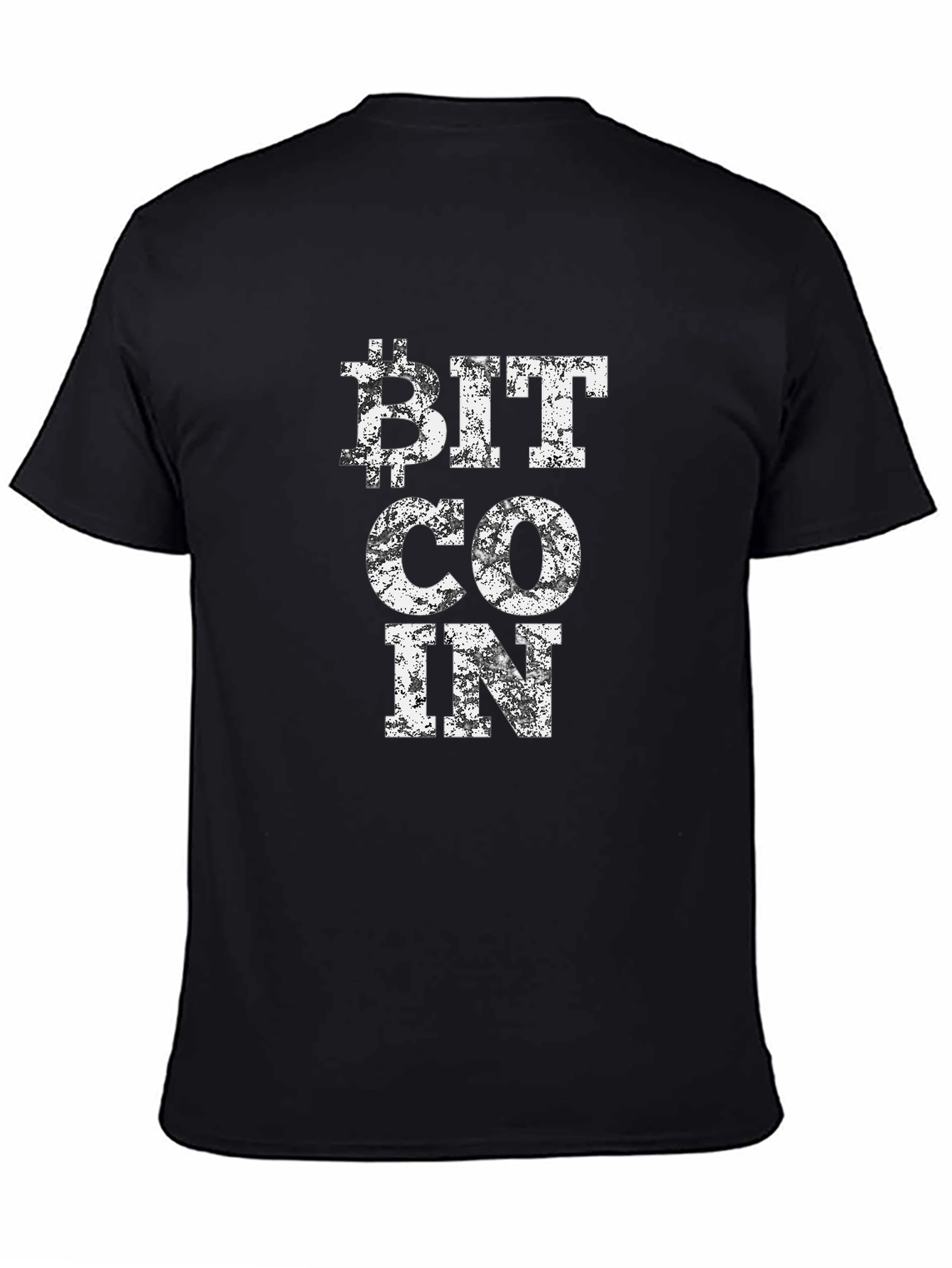 Bitcoin Distressed Print Black T-Shirt