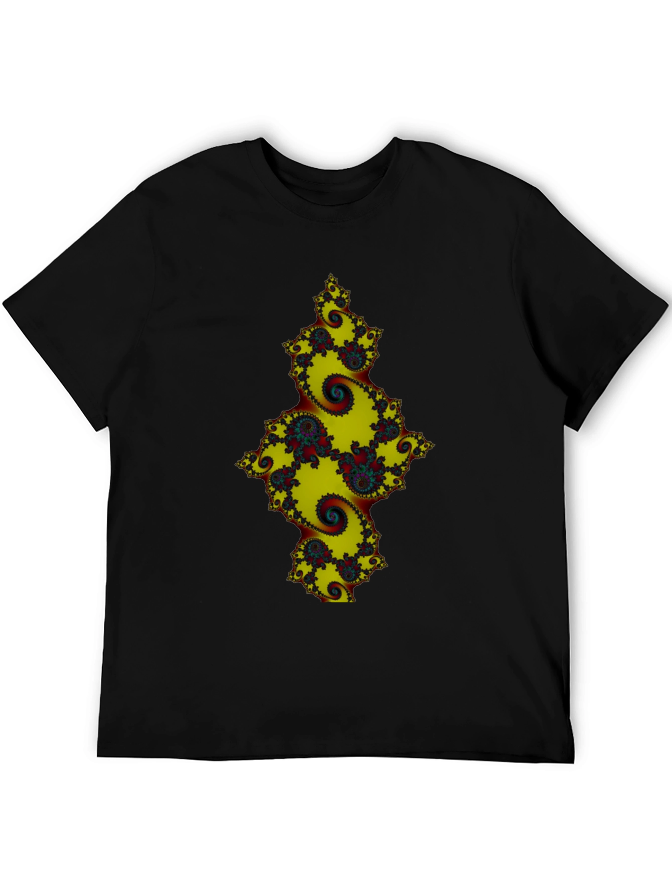 Fractal Spiral Graphic Black Tee
