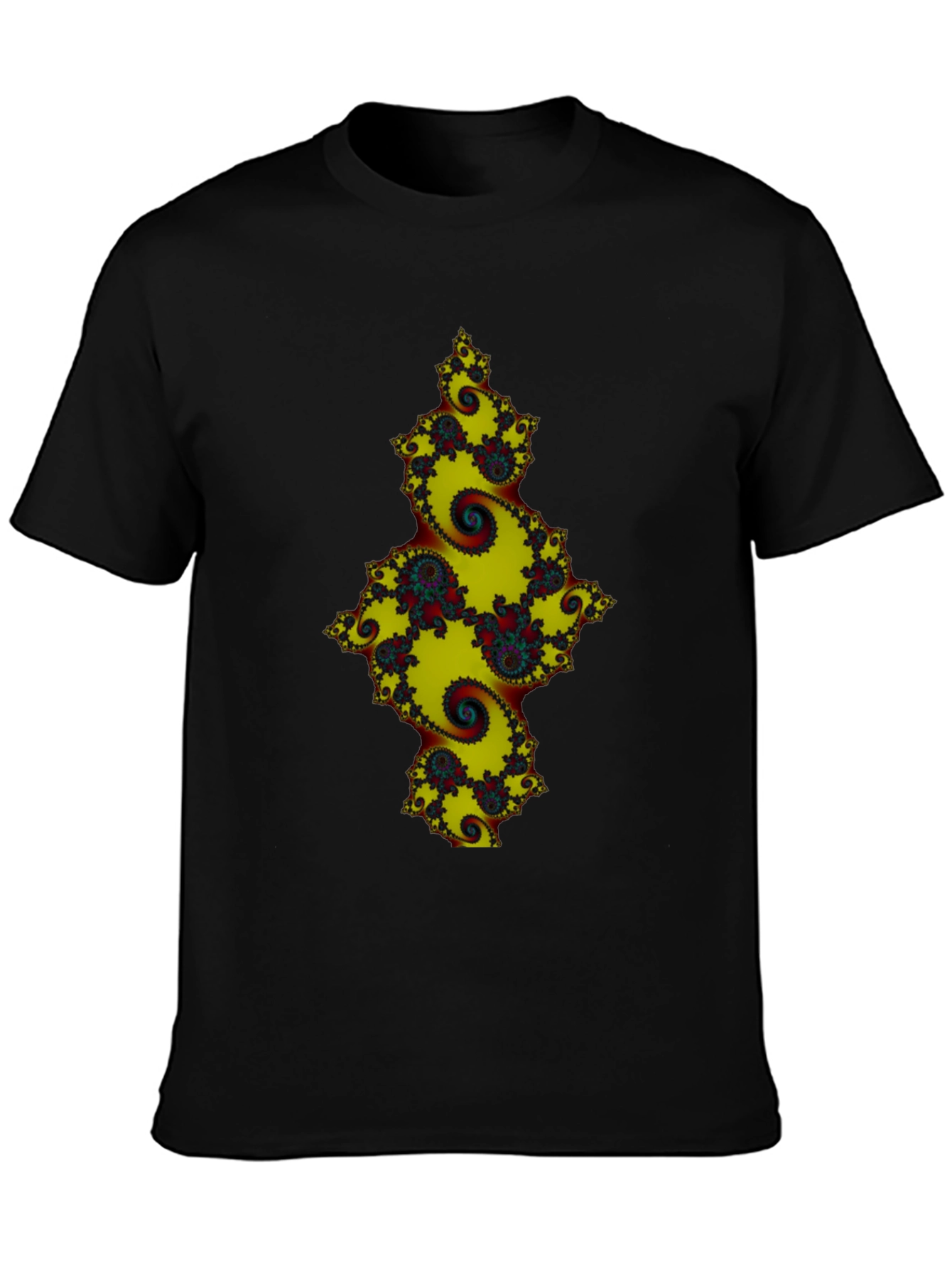 Fractal Spiral Graphic Black Tee