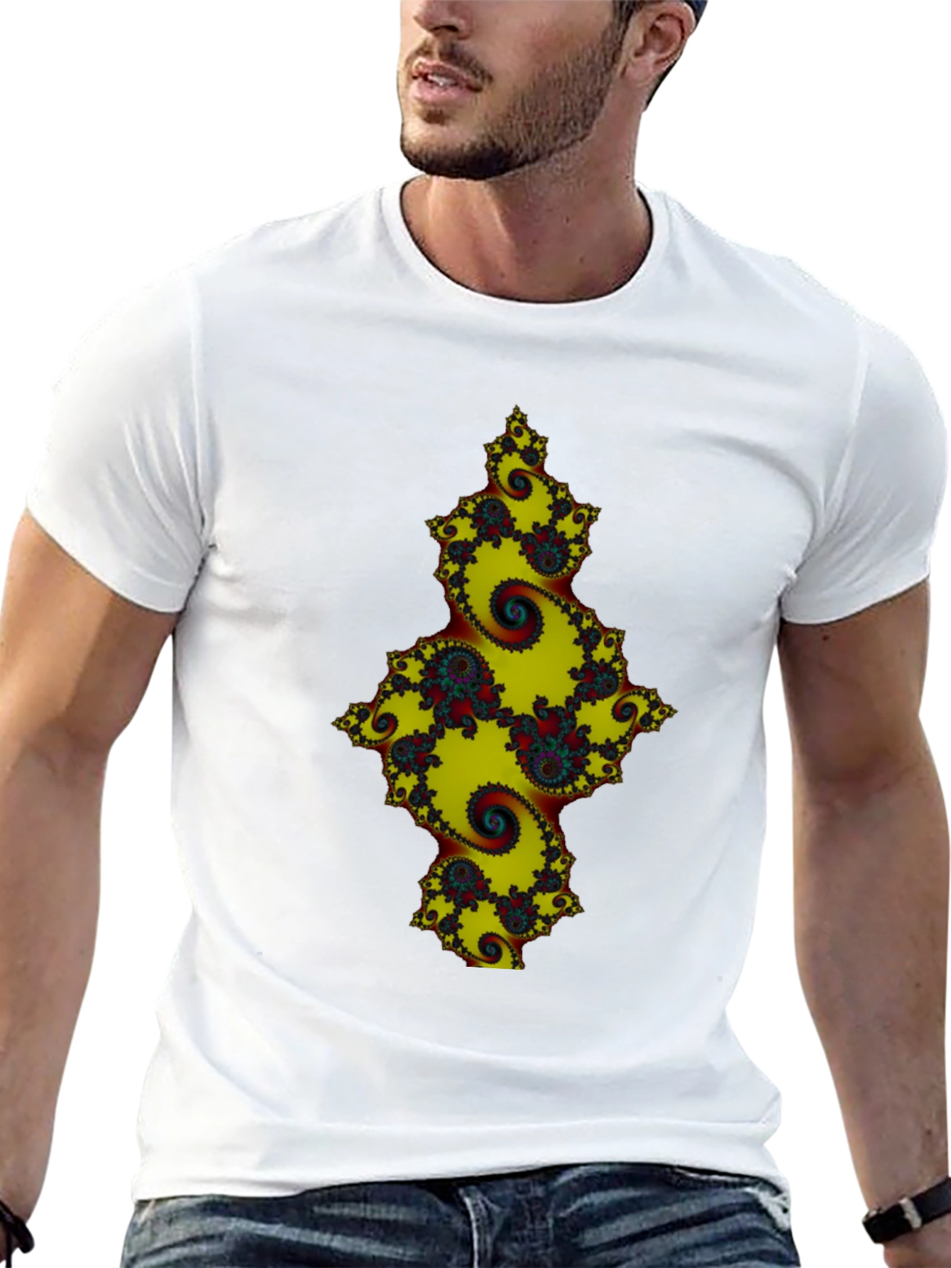 Fractal Spiral Graphic Black Tee