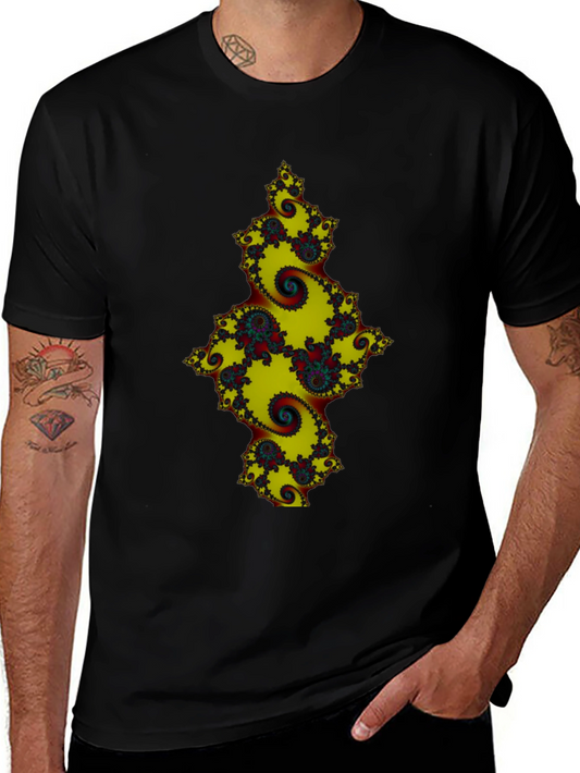 Fractal Spiral Graphic Black Tee