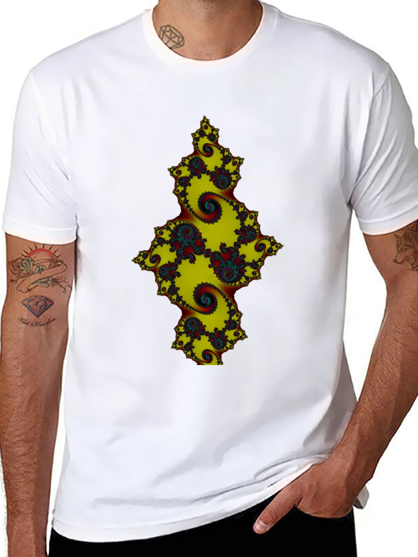Fractal Spiral Graphic Black Tee