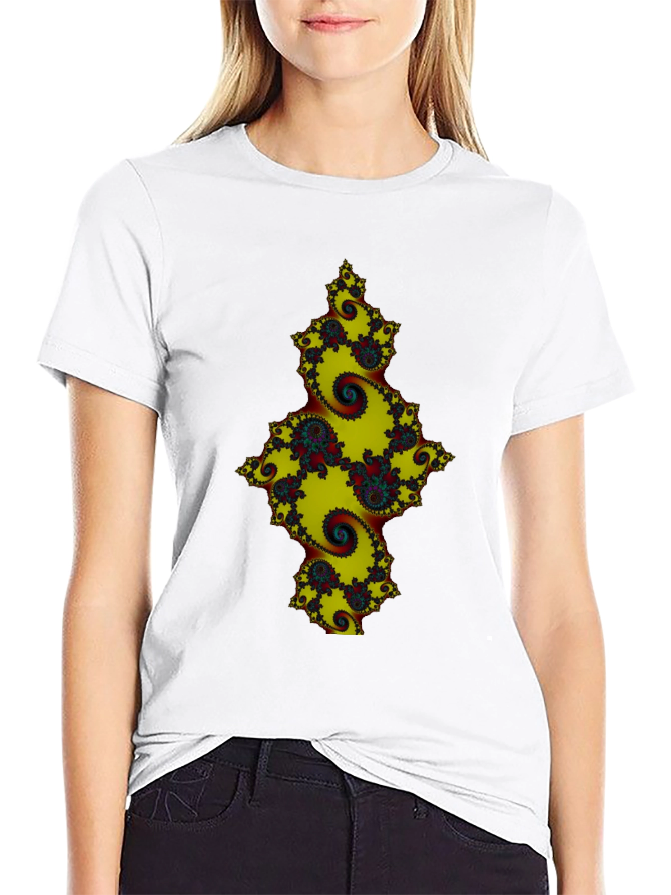 Fractal Spiral Graphic Black Tee