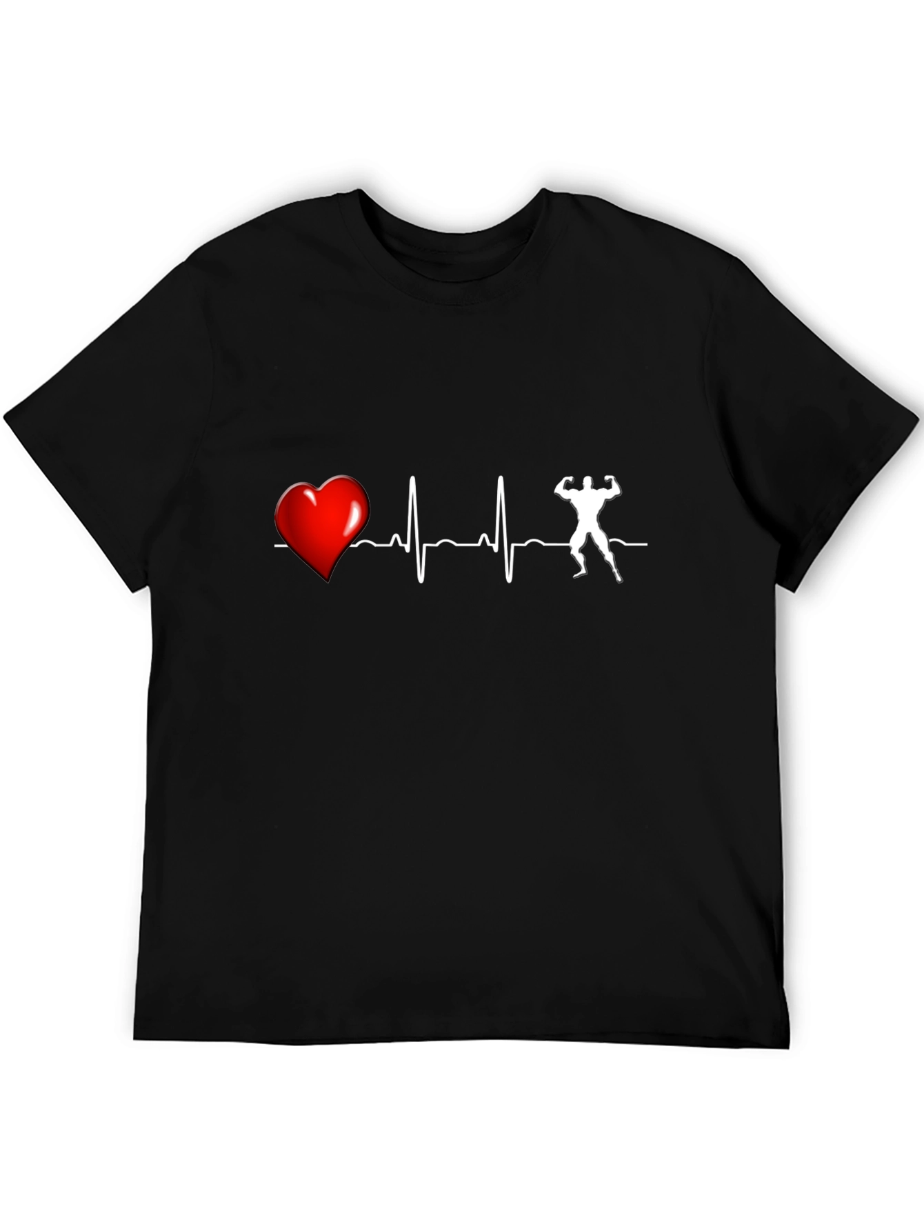 Heartbeat Bodybuilding T-Shirt - Black
