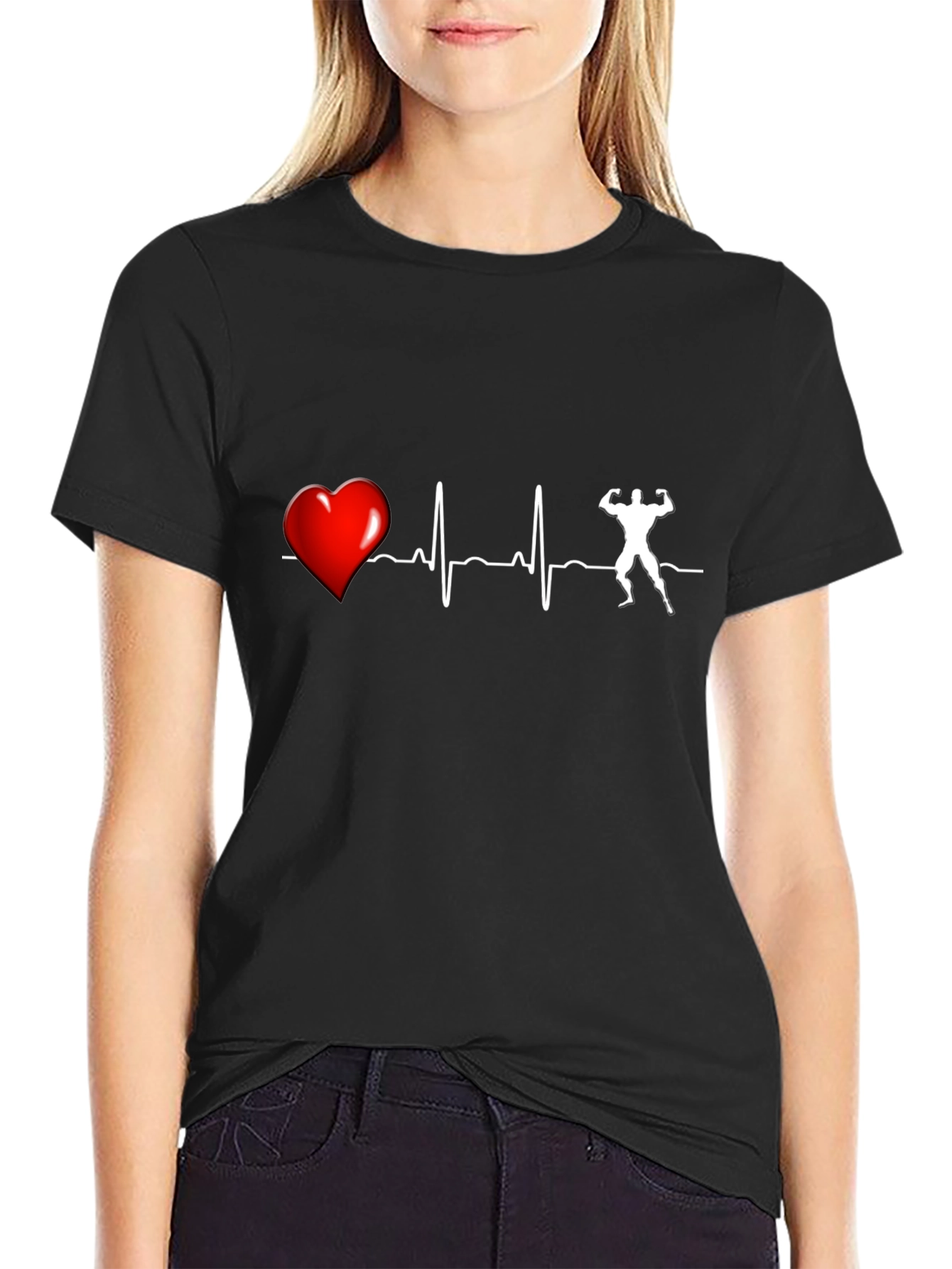 Heartbeat Bodybuilding T-Shirt - Black