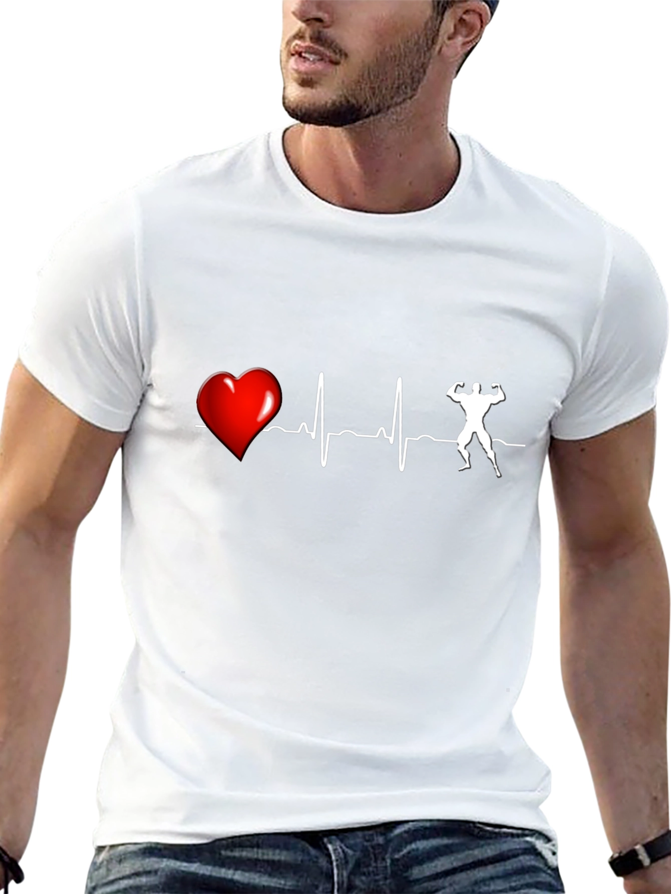 Heartbeat Bodybuilding T-Shirt - Black