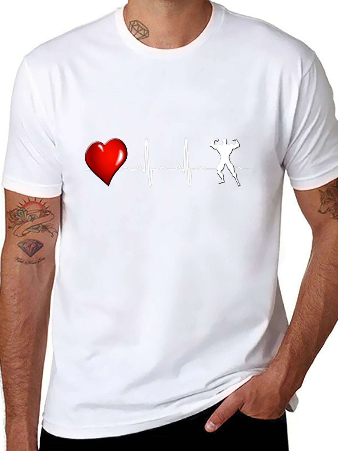 Heartbeat Bodybuilding T-Shirt - Black