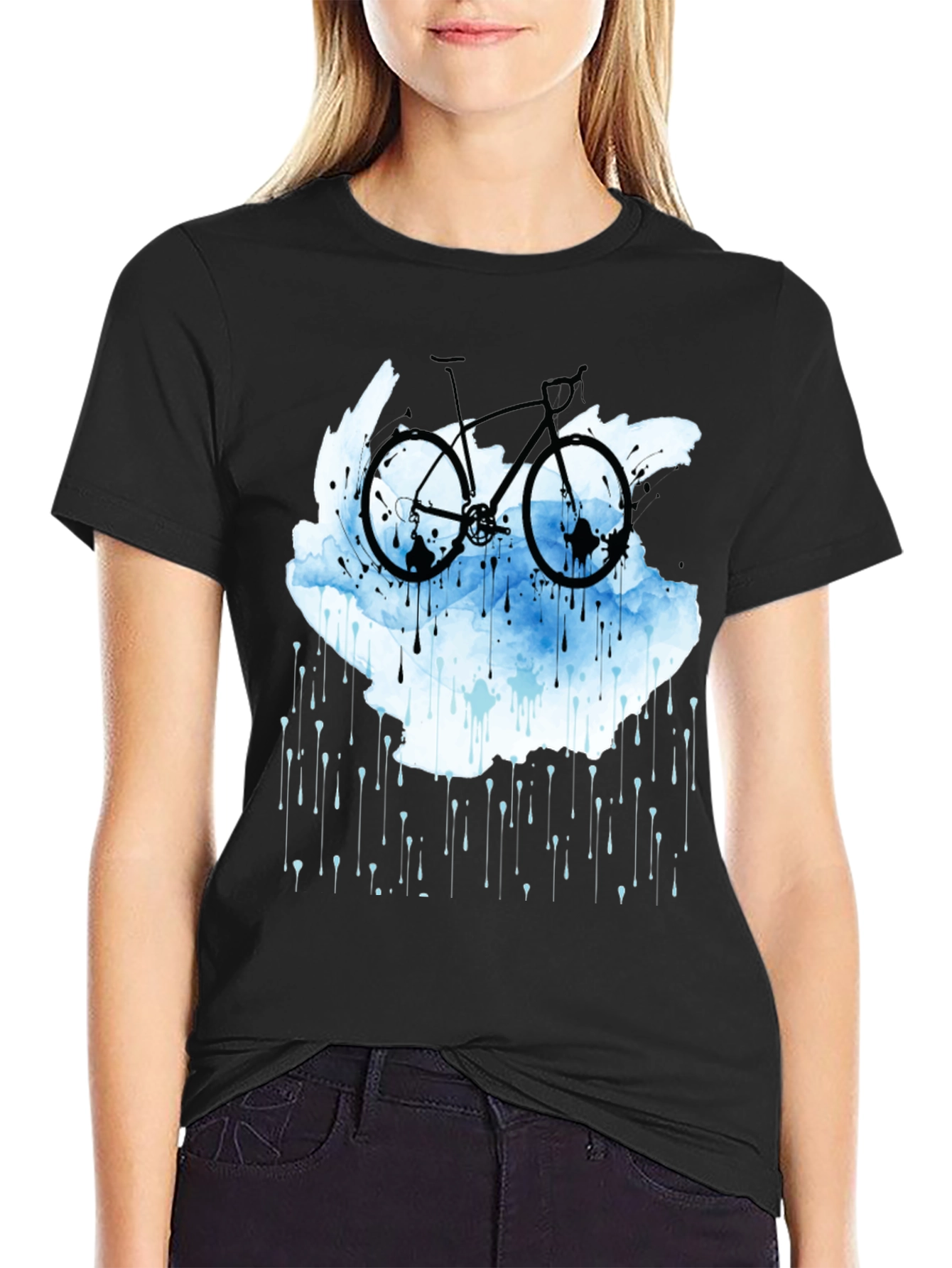 Bike in the Rain Black T-Shirt