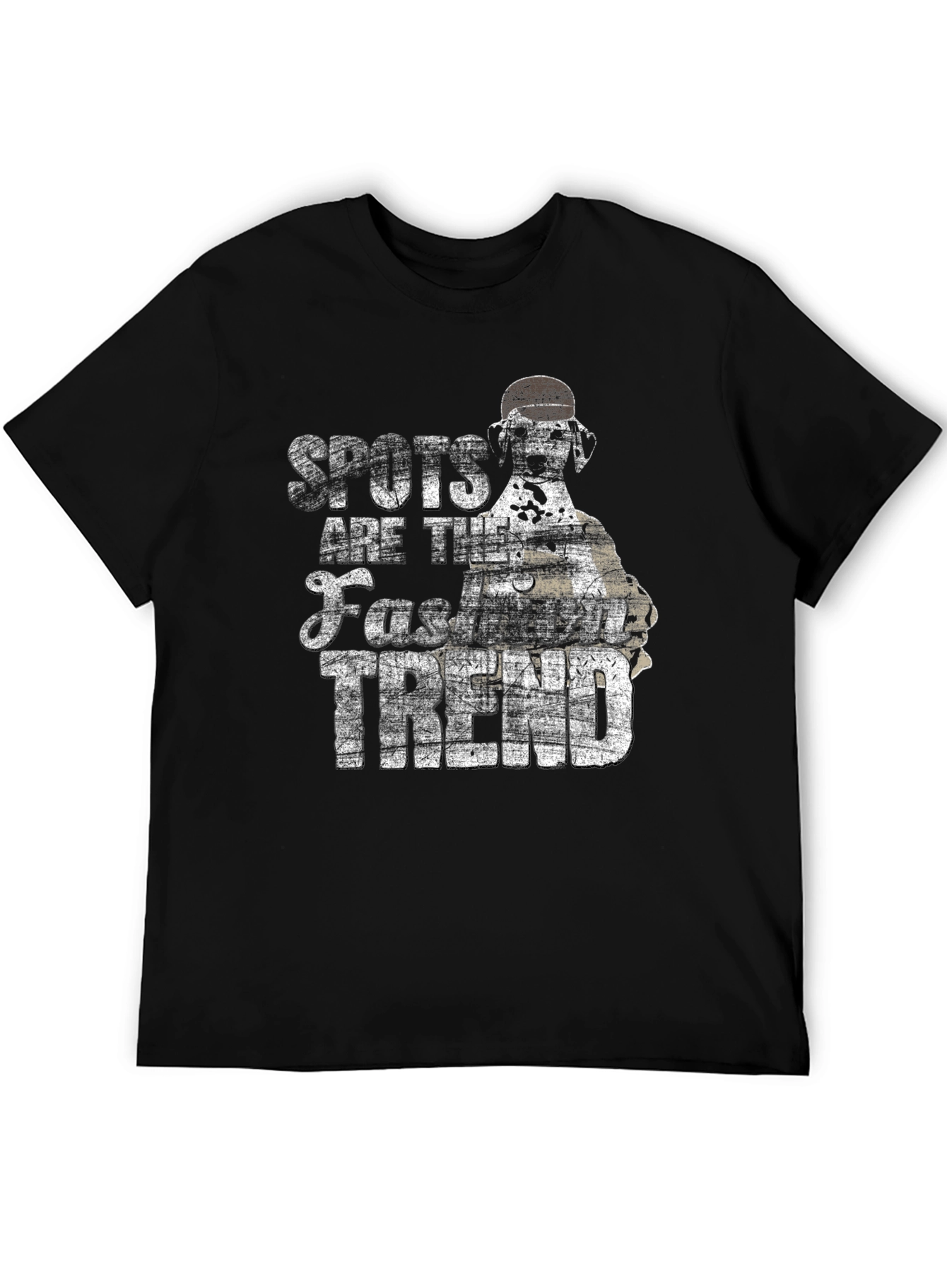 Spots Fashion Trend Black Cotton Graphic T-Shirt