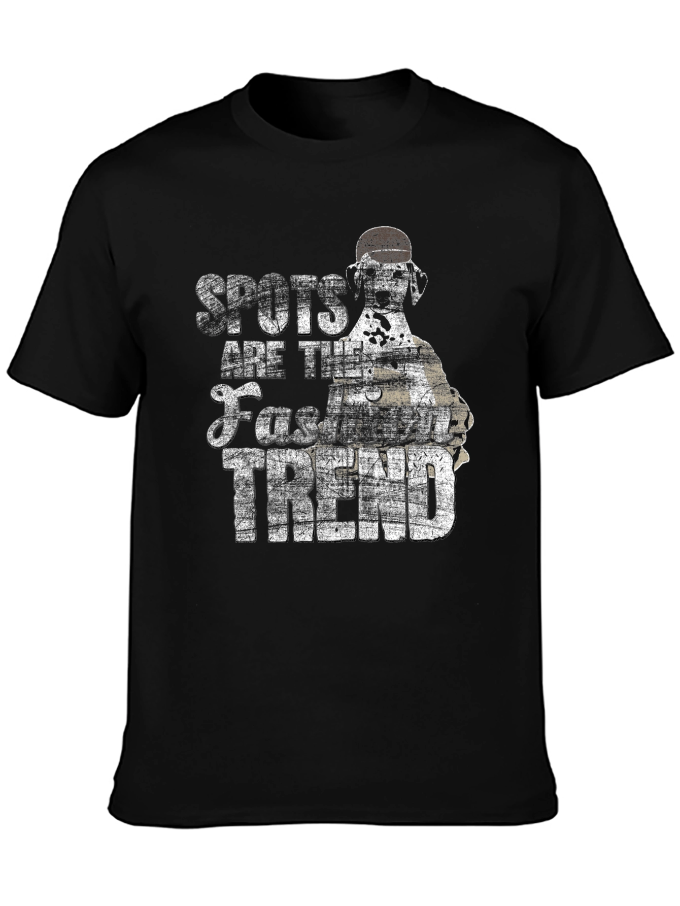Spots Fashion Trend Black Cotton Graphic T-Shirt